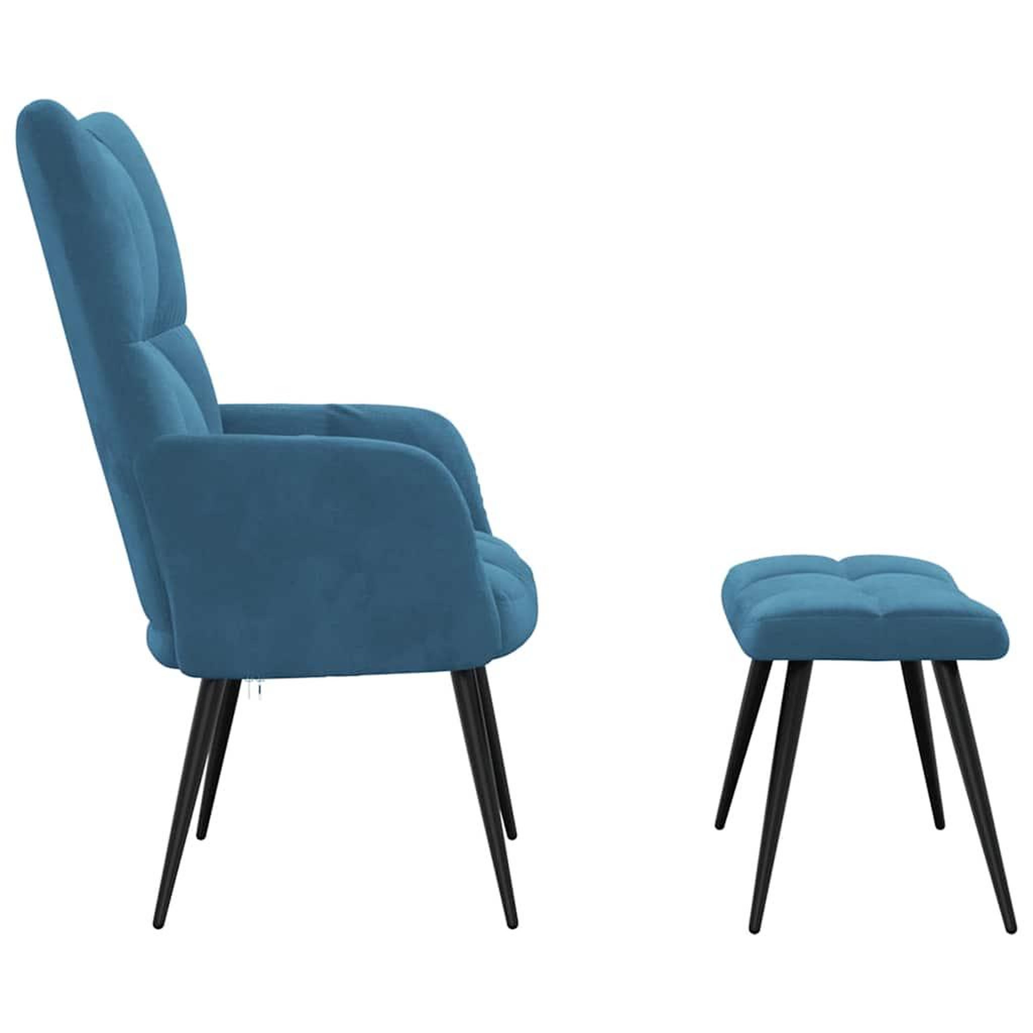 Voir la diapositive 4 : VIDAXL Chaise de relaxation avec tabouret Bleu Velours