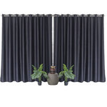 TOILINUX Lot de 2 grands Rideaux unis occultants avec œillets - 300 x 240 cm - Noir