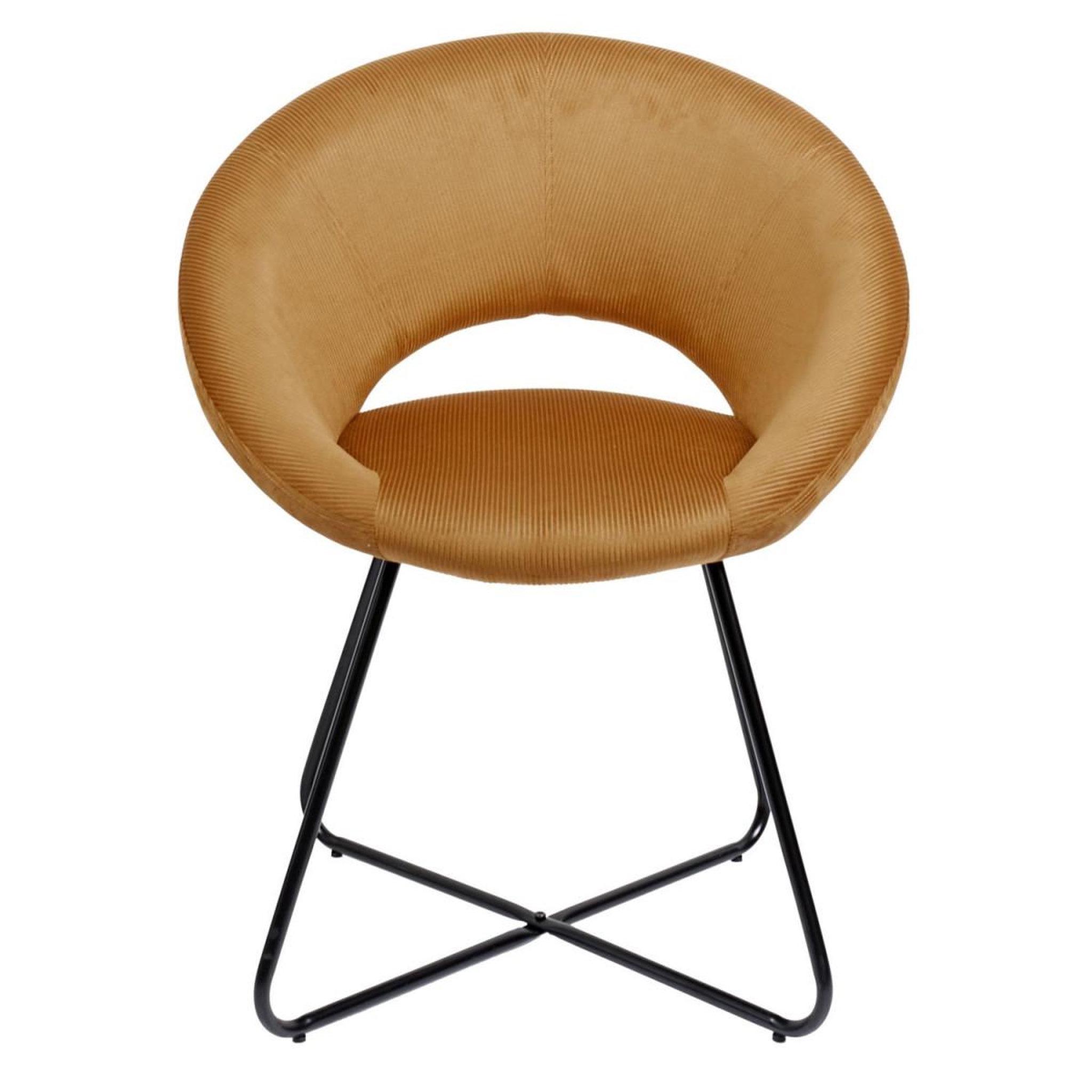 Voir la diapositive 2 : The Home Deco Factory Fauteuil design velours côtelé  giulia  84cm jaune