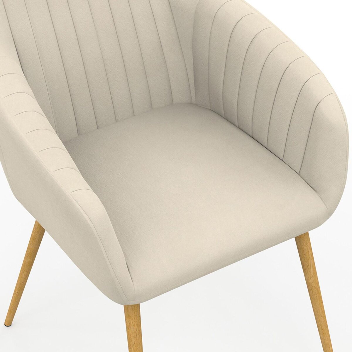 ID MARKET Lot de 2 chaises de salle à manger, fauteuils de table JANY matelassées velours beige pieds effet bois