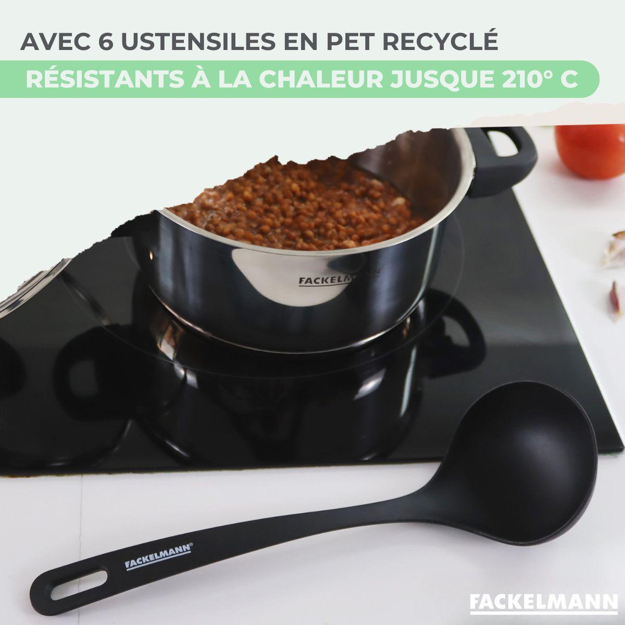 Voir la diapositive 4 : Fackelmann Set poêle antiadhésive céramique 20 cm et 6 ustensiles fackelmann brandao