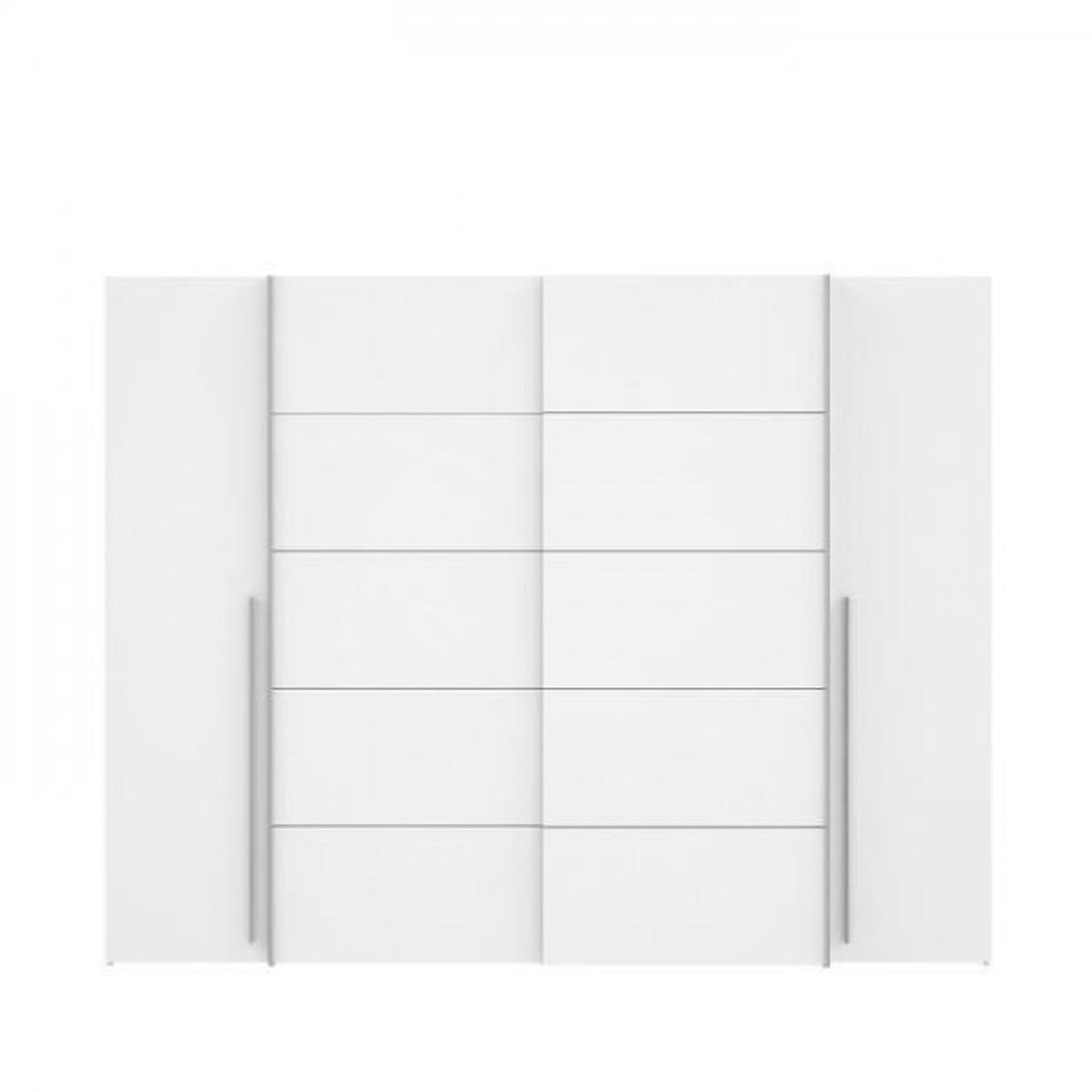 Voir la diapositive 2 : MARKET24 Armoire - Blanc mat - 2 portes battantes + 2 portes coulissantes - L 270,3 x P 61,2 x H 210 cm - NARAGO