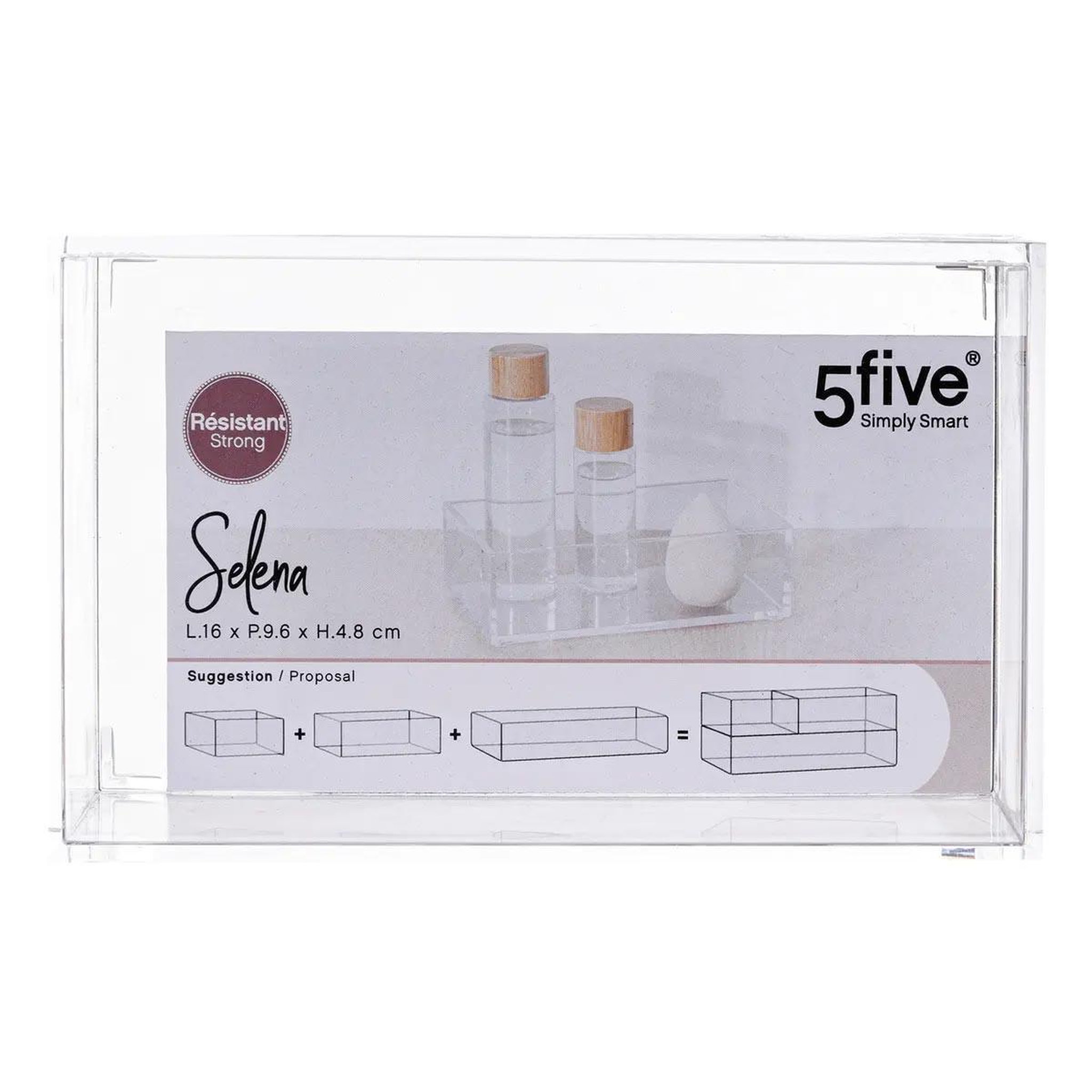 Voir la diapositive 2 : FIVE Plateau de rangement  selena  16cm transparent