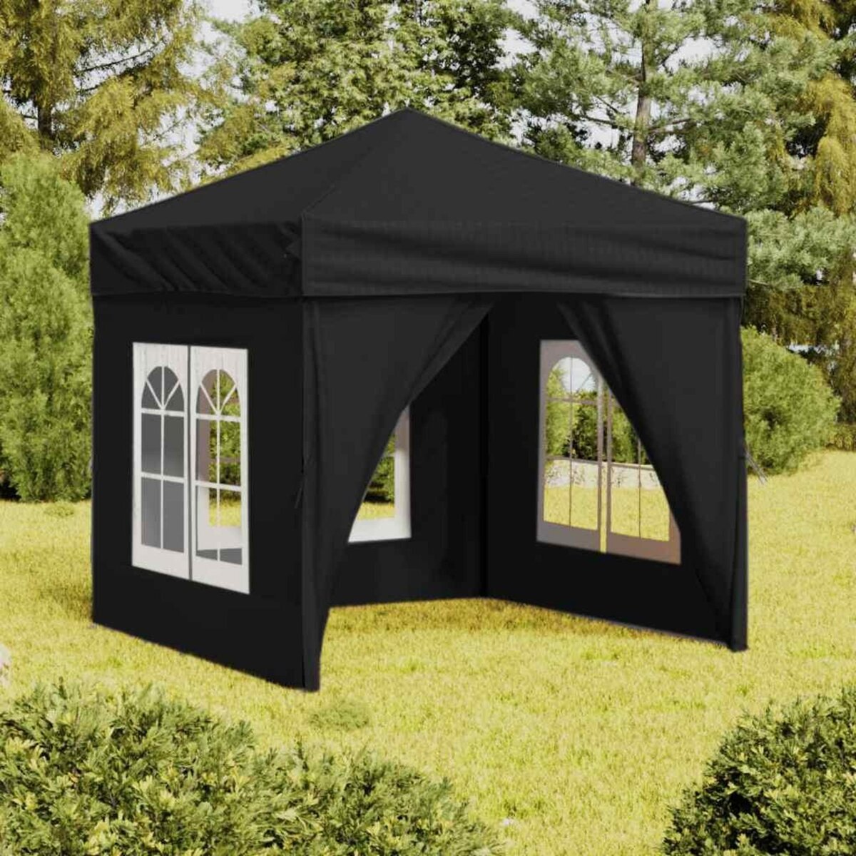 VIDAXL Tente de reception pliable avec parois Noir 2x2 m