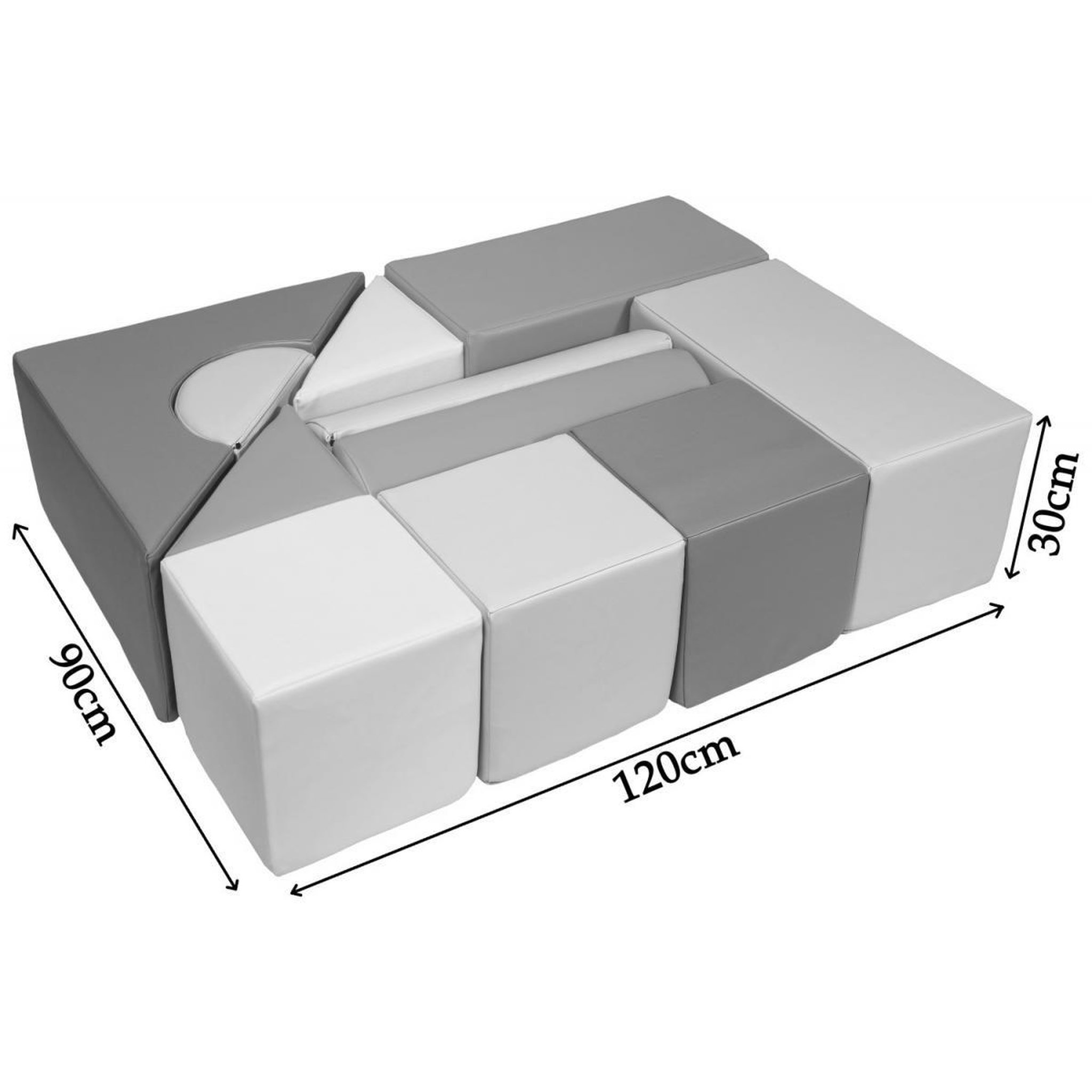 Voir la diapositive 2 : VELINDA Set de 11 blocs en mousse pour le jeu blanc, gris