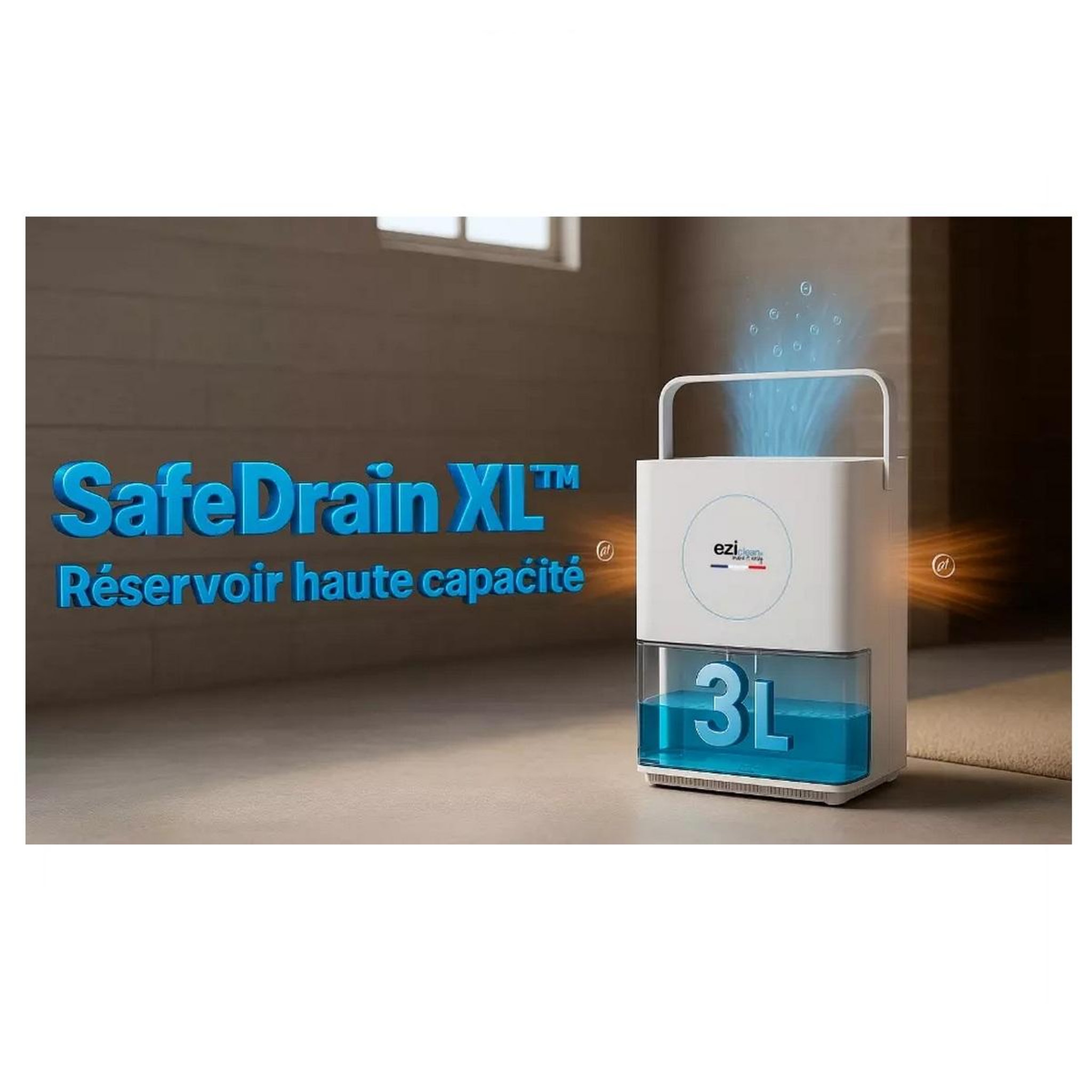 Voir la diapositive 5 : EZICLEAN Déshumidificateur 0.55l/j blanc - DRYFLOWMAX