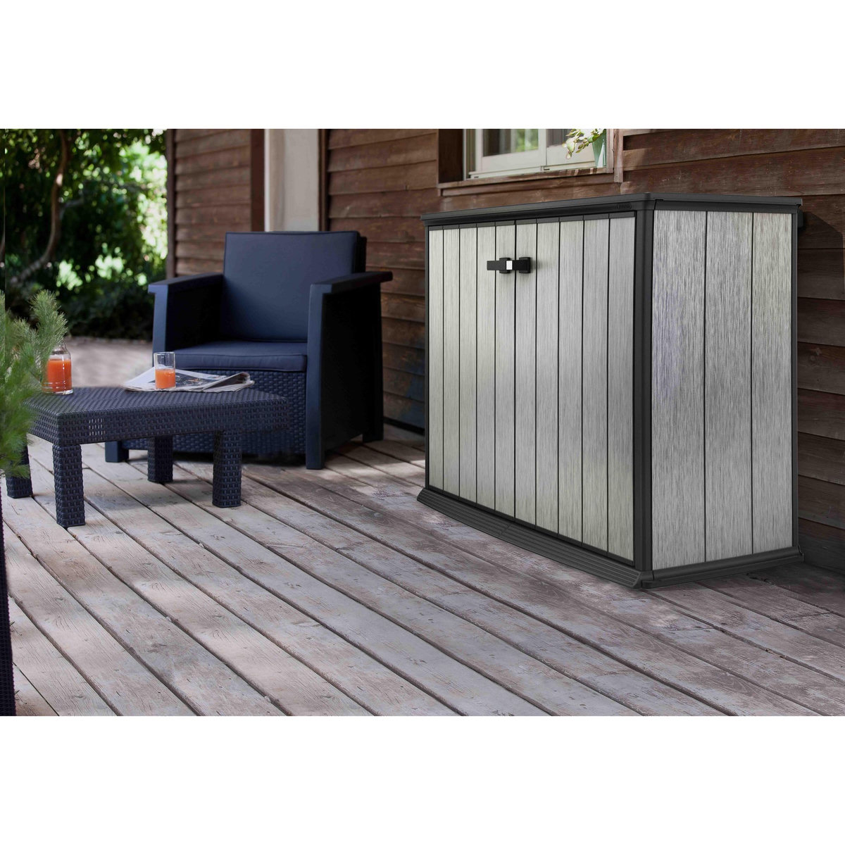 KETER Armoire de jardin en résine Brossium 1000L Gris