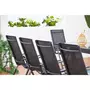 CONCEPT USINE Salon de jardin extensible gris en alu + 10 fauteuils BRESCIA