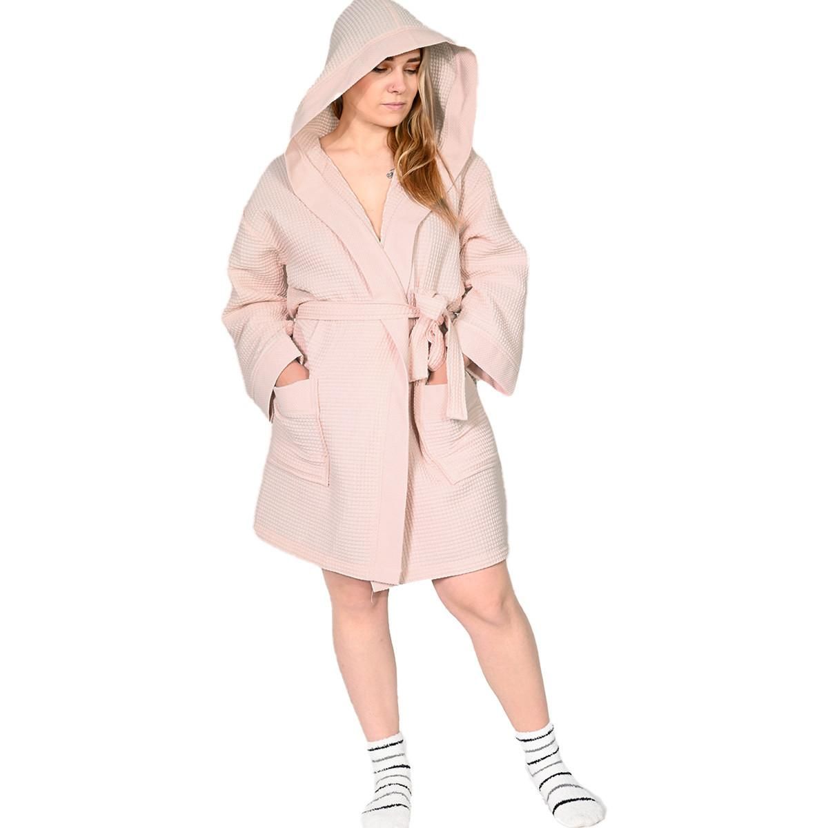 Sensei Maison Peignoir mi-long nid d'abeille SPA CAPUCHE