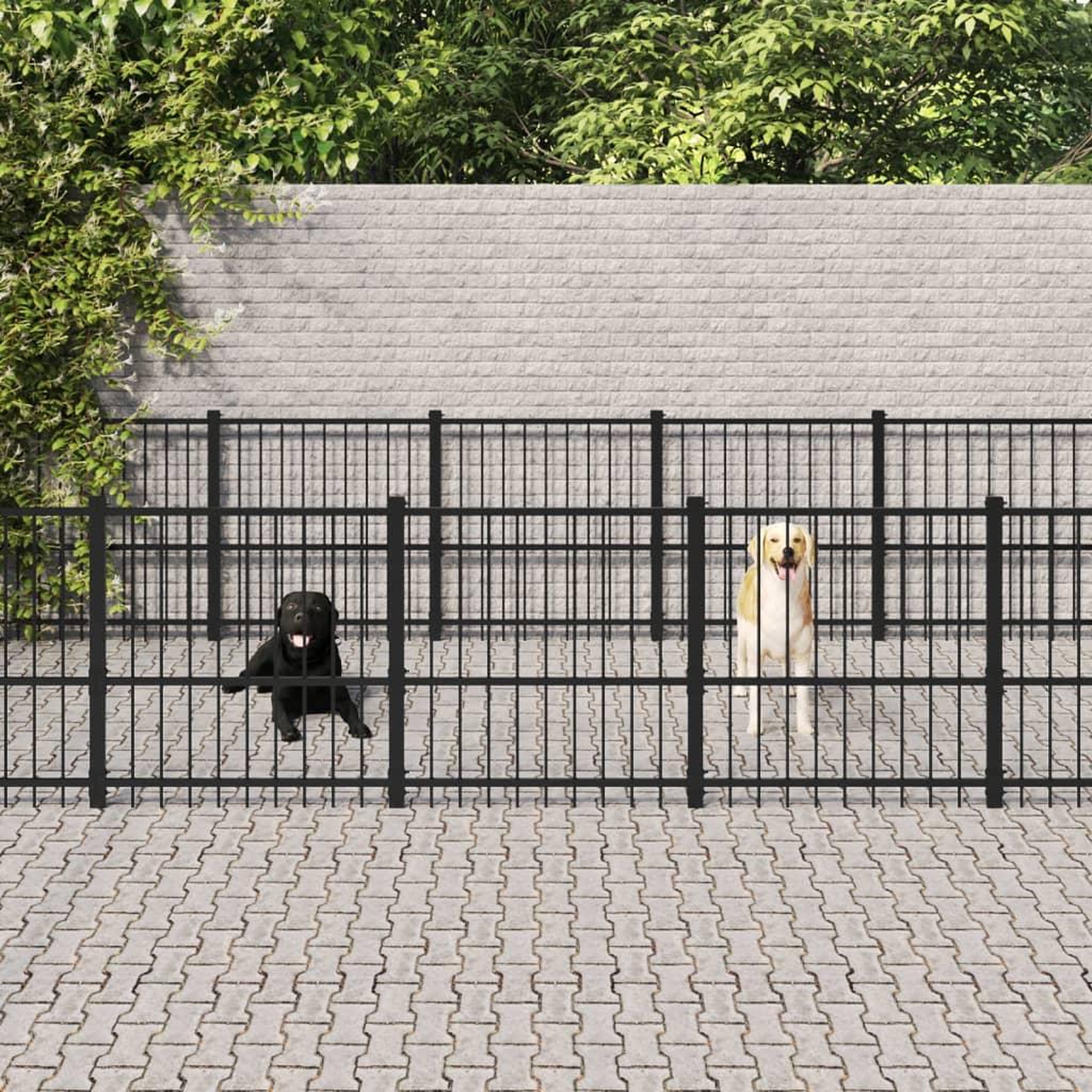 VIDAXL Chenil d'exterieur pour chiens Acier 25,4 m²