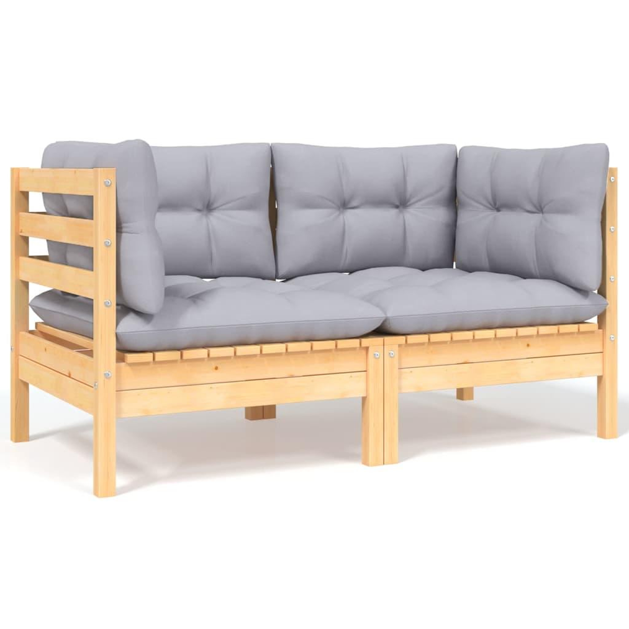 Voir la diapositive 4 : VIDAXL Salon de jardin 9 pcs avec coussins gris bois de pin