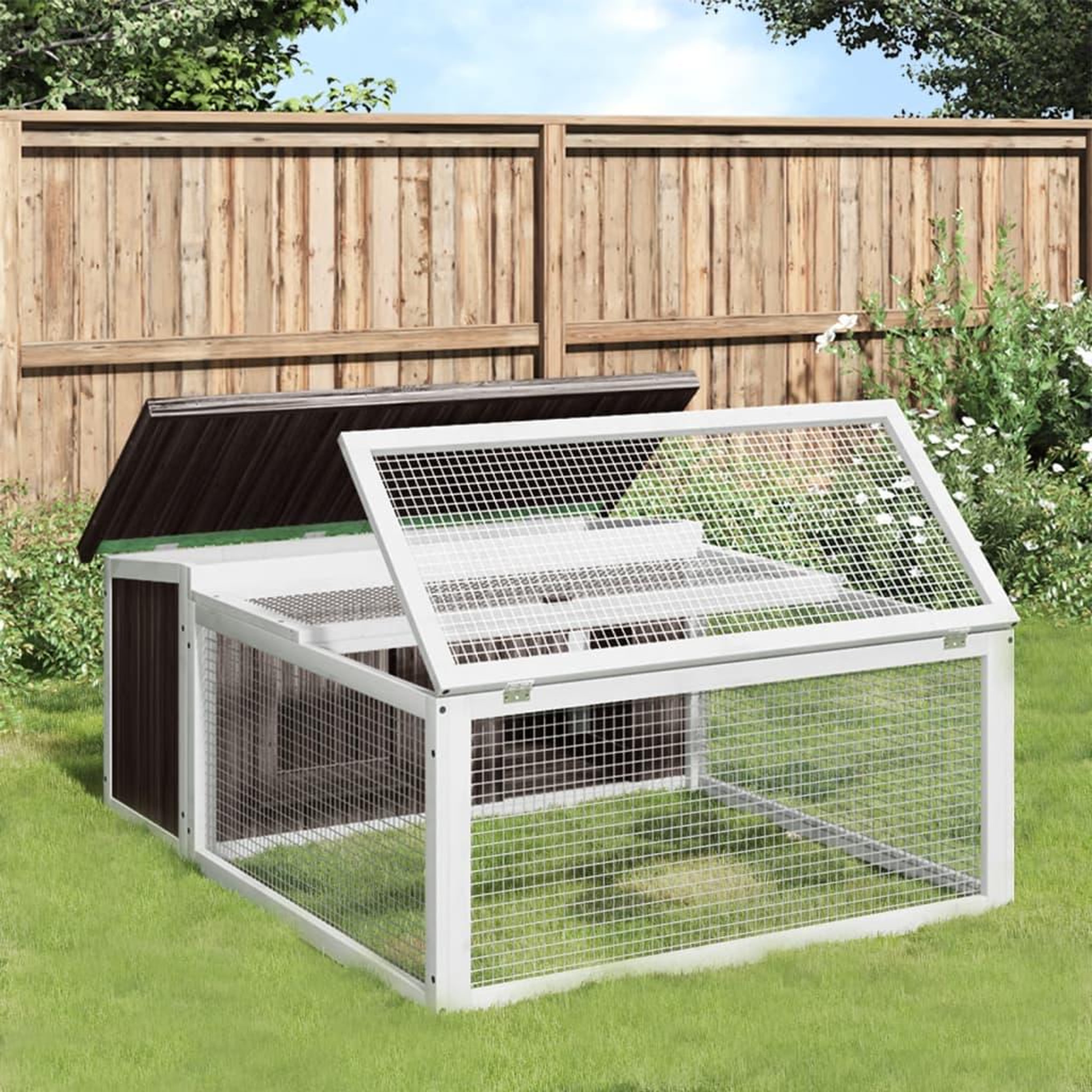 VIDAXL Clapier gris 117,5x97x47,5 cm bois de pin massif