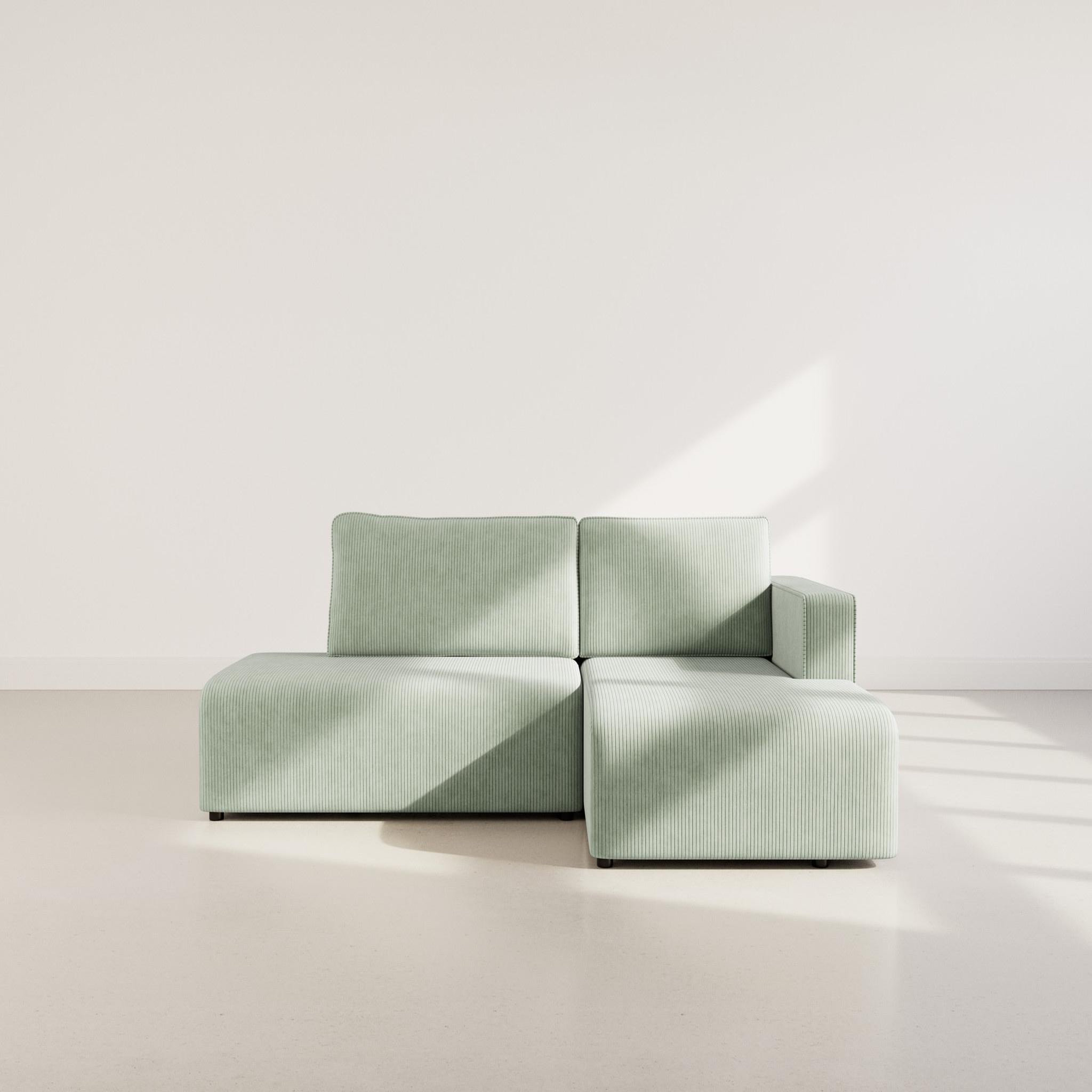 Voir la diapositive 5 : BEST MOBILIER Topaze - canapé d'angle droit 4 places convertible avec coffre en velours côtelé