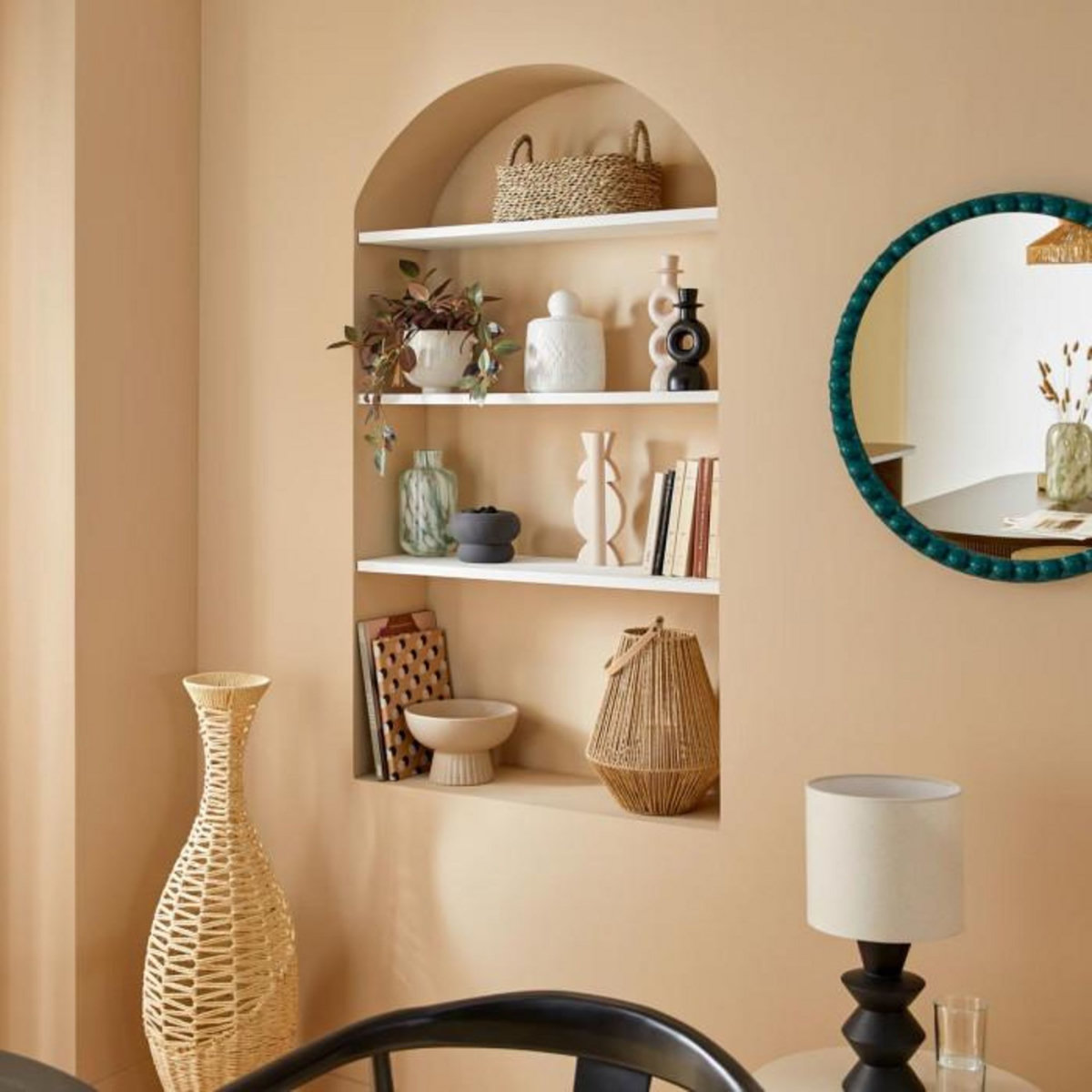 ATMOSPHERA Totem Déco en Dolomite  Mala  25cm Beige