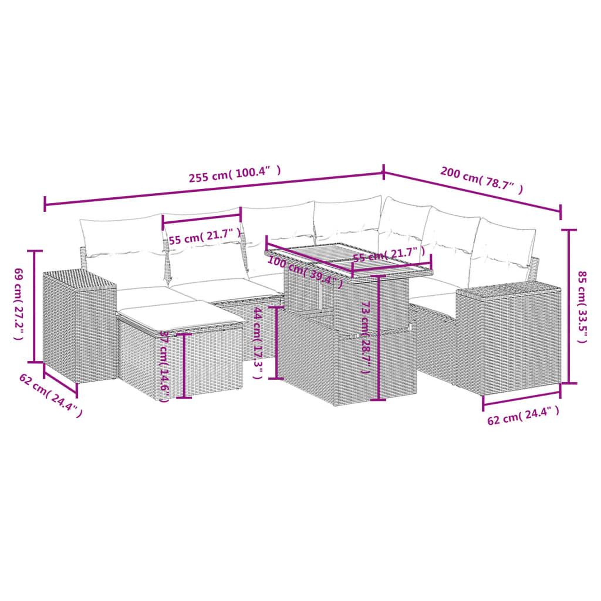 Voir la diapositive 4 : VIDAXL Salon de jardin 8 pcs avec coussins noir resine tressee