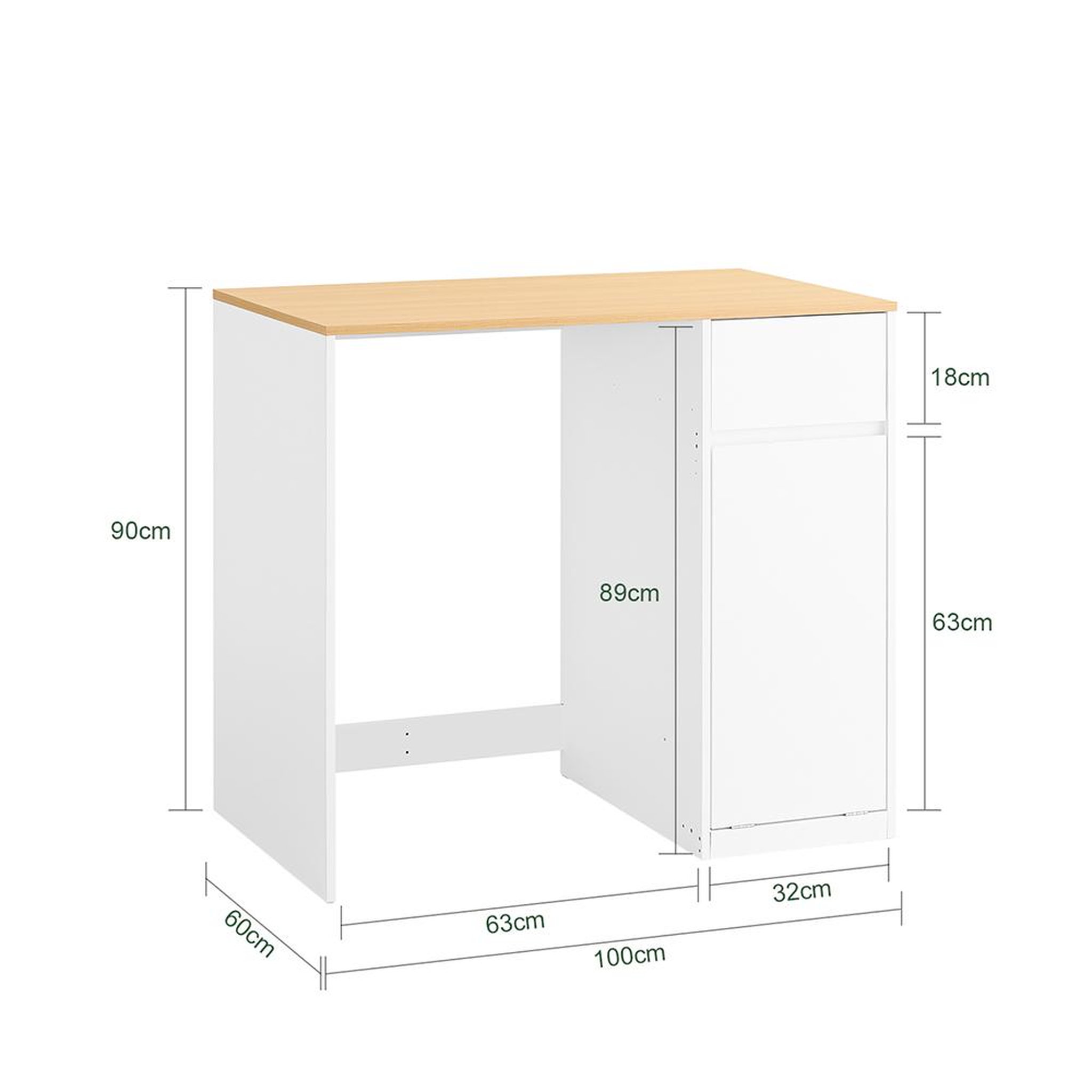 Voir la diapositive 3 : SOBUY SoBuy - Meuble De Buanderie à un tiroir - Blanc - 100x60x90cm - Minimaliste - BZR217-NW