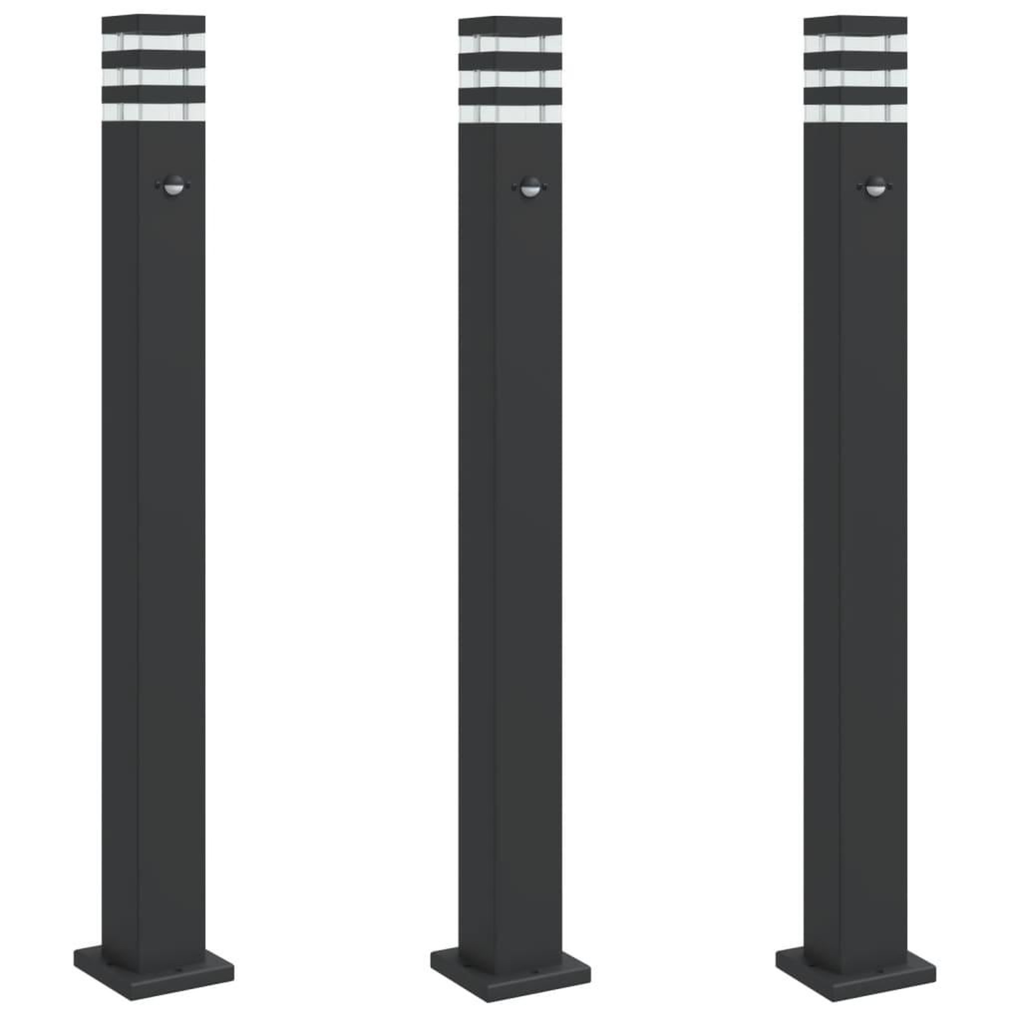 Voir la diapositive 2 : VIDAXL Lampadaires d'exterieur avec capteur 3 pcs noir 110cm aluminium