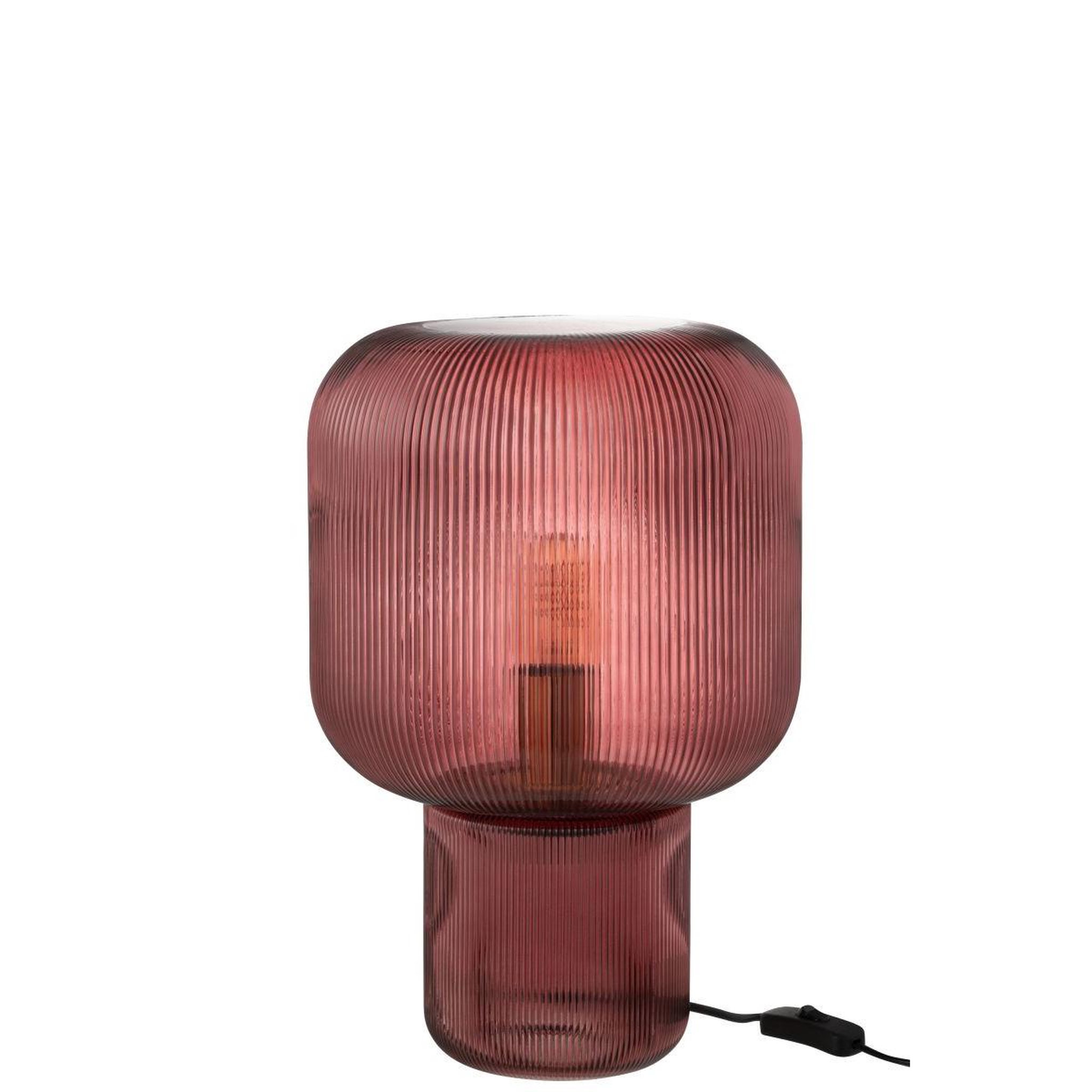 Voir la diapositive 2 : J-LINE Lampe à poser en verre  allyson  42cm rouge