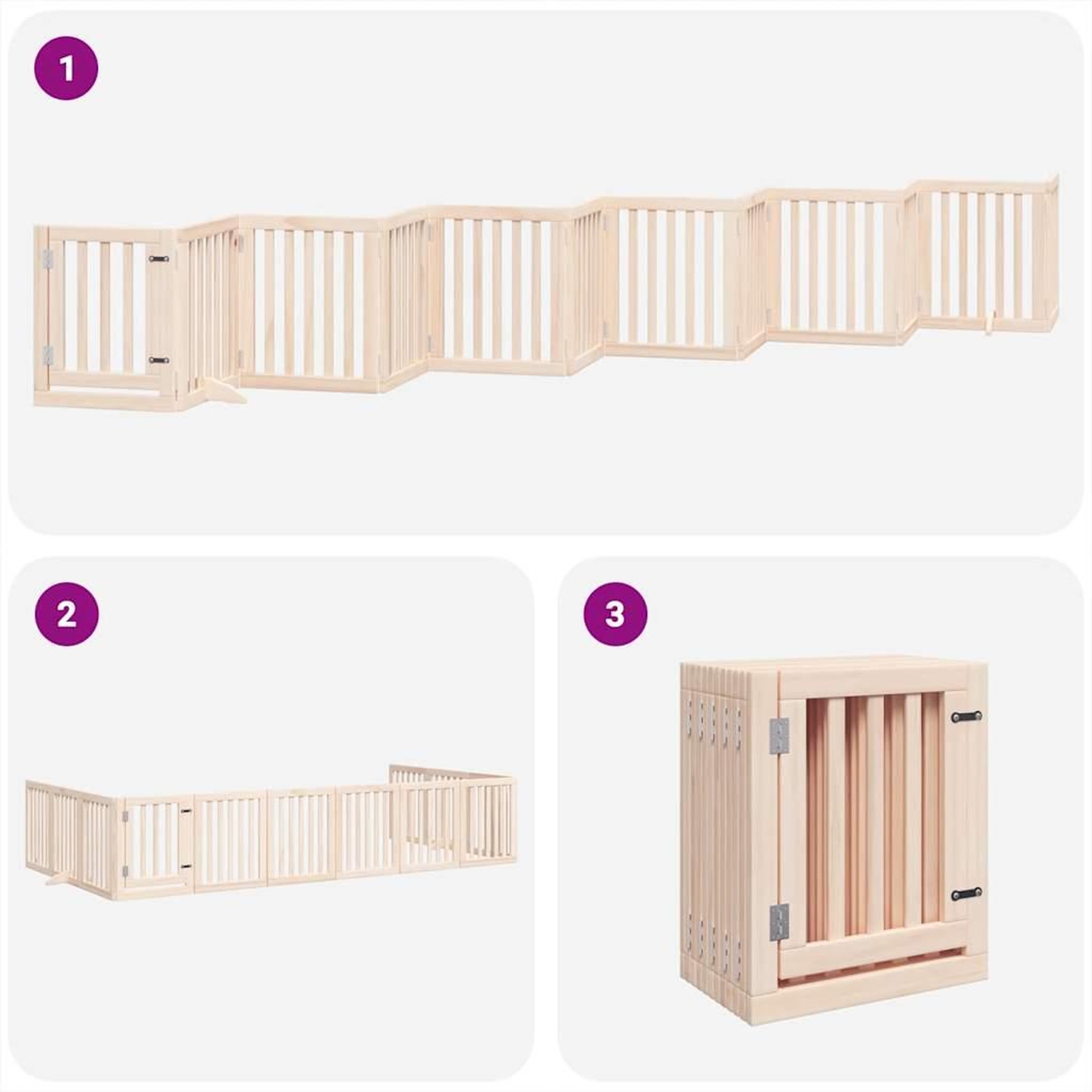 Voir la diapositive 5 : VIDAXL Barriere pour chien porte pliable 12 panneaux bois de peuplier