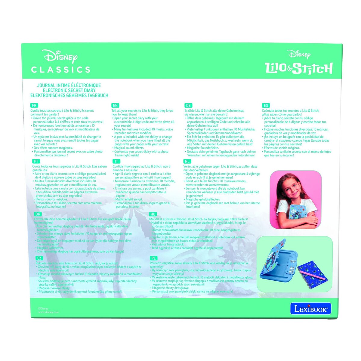 Lexibook Journal intime électronique avec coffre-fort Stitch