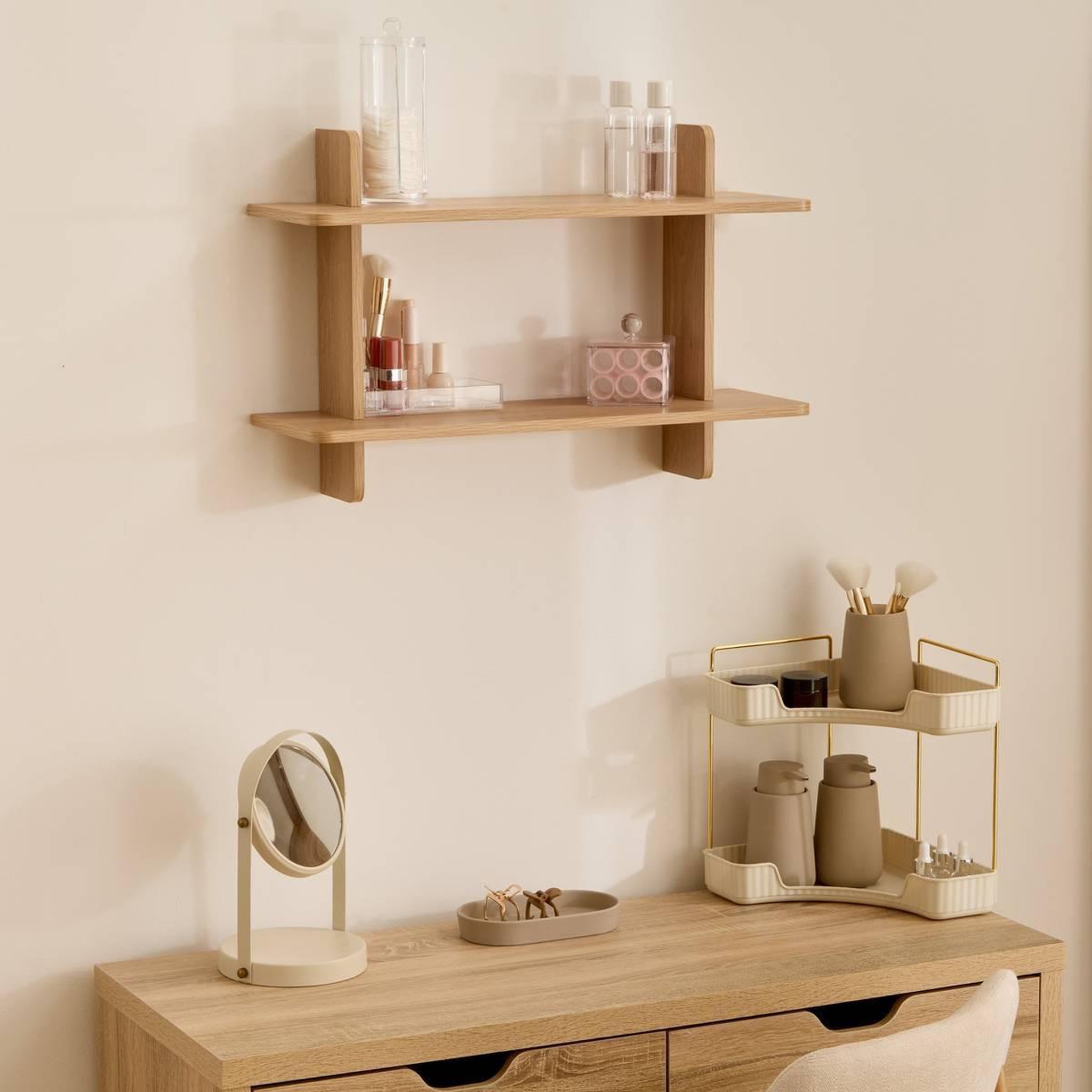 Voir la diapositive 6 : FIVE Étagère murale 2 niveaux  fixy  60cm naturel