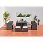 Voir la diapositive 5 : CONCEPT USINE Table et chaises 8 places encastrables en résine gris-blanc MIAMI