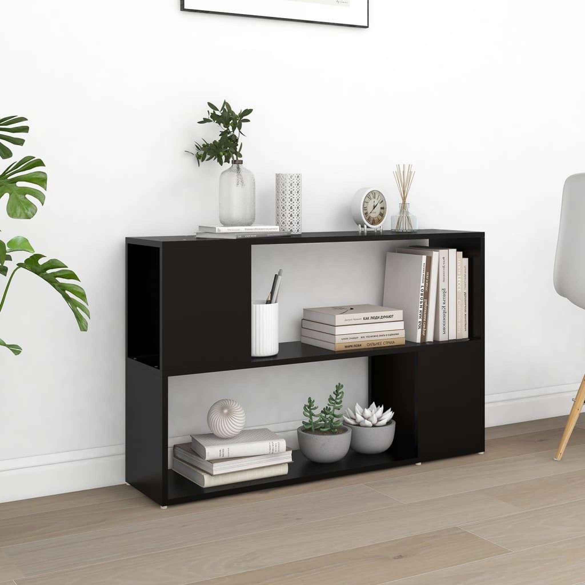 Voir la diapositive 1 : VIDAXL Bibliotheque Noir 100x24x63 cm Bois d'ingenierie