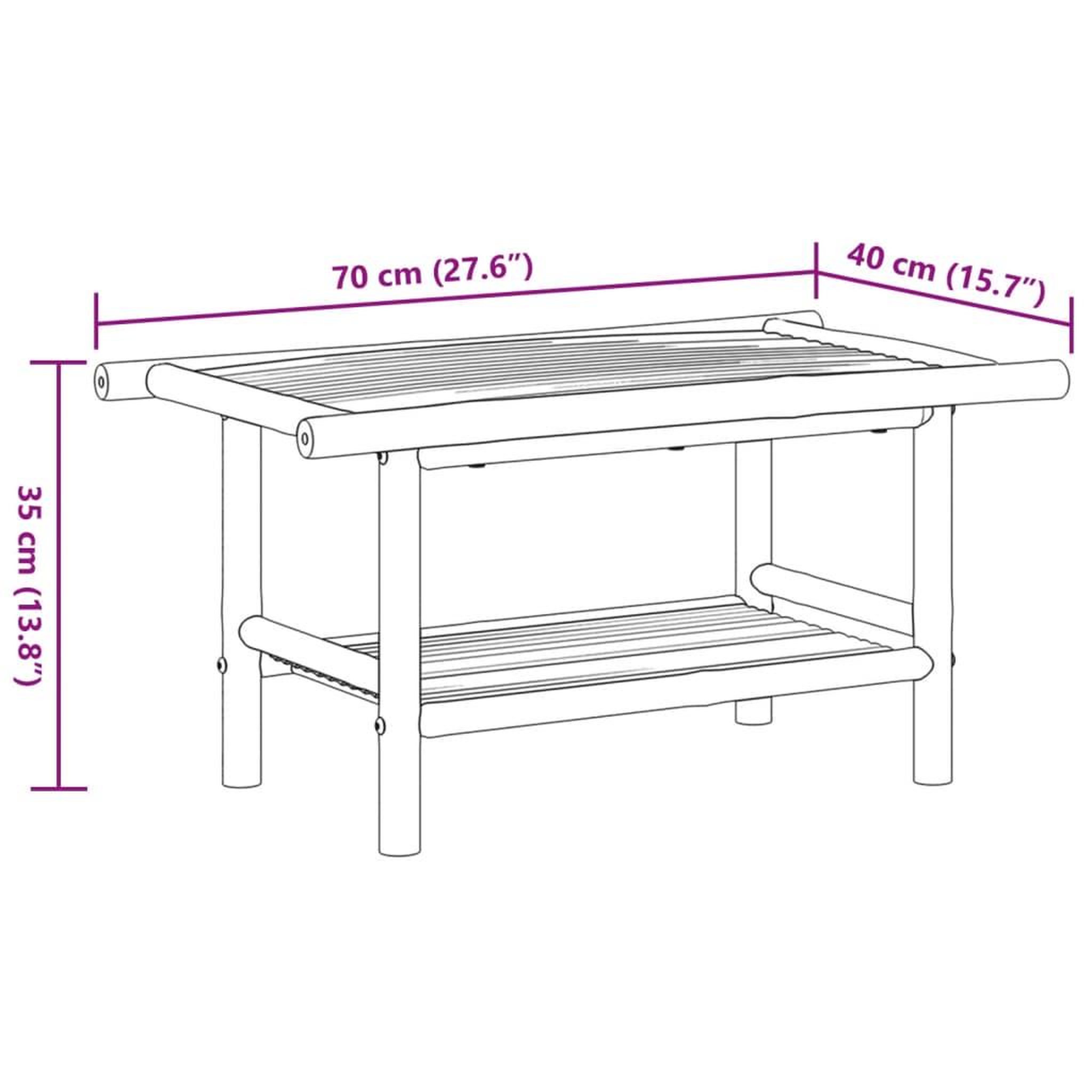 Voir la diapositive 6 : VIDAXL Table basse 70x40x35 cm bambou