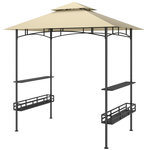OUTSUNNY Abri pour barbecue - pavillon pour barbecue - barnum - 4 étagères - métal noir tissu beige