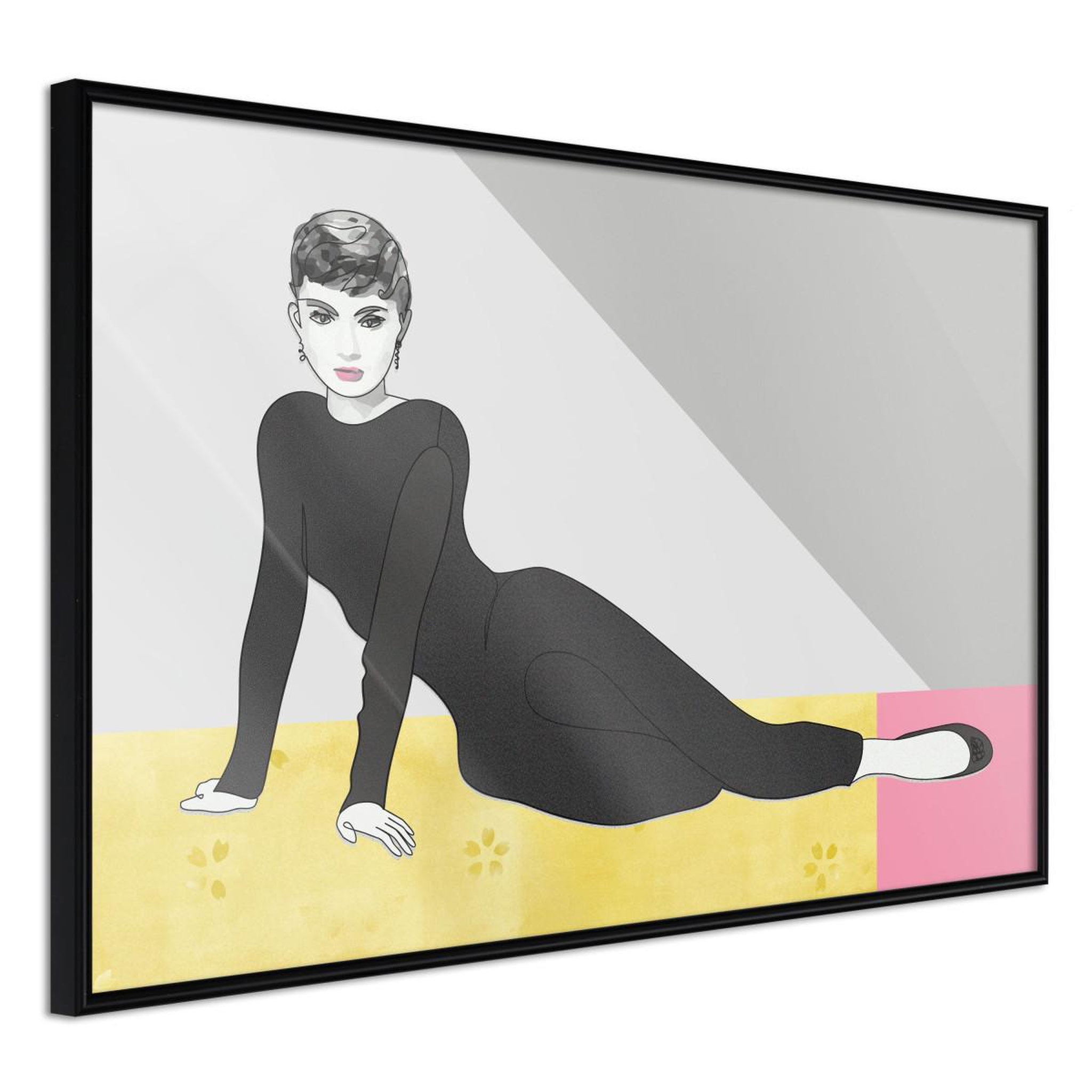 Paris Prix Affiche murale encadrée  elegant audrey. Coloris disponibles : Noir, Jaune