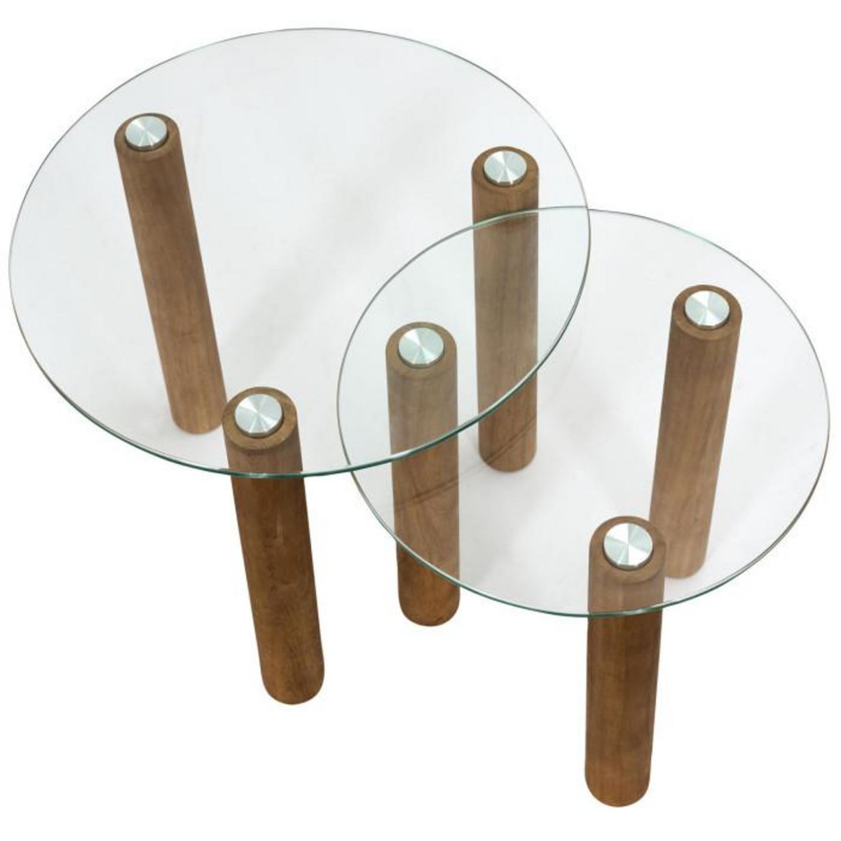 Paris Prix Lot de 2 Tables Gigognes en Verre  Clara  50cm Transparent