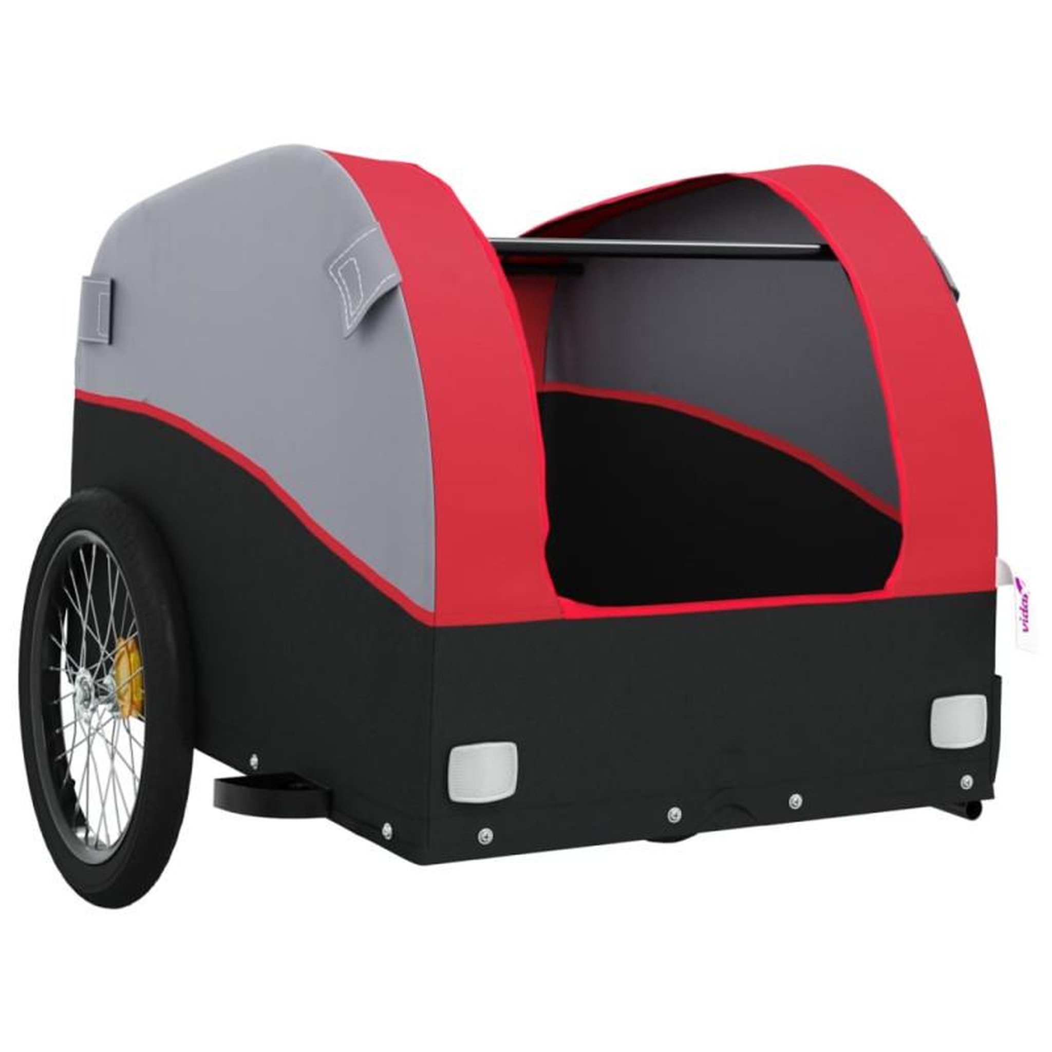 Voir la diapositive 5 : VIDAXL Remorque de vélo noir et rouge 45 kg fer