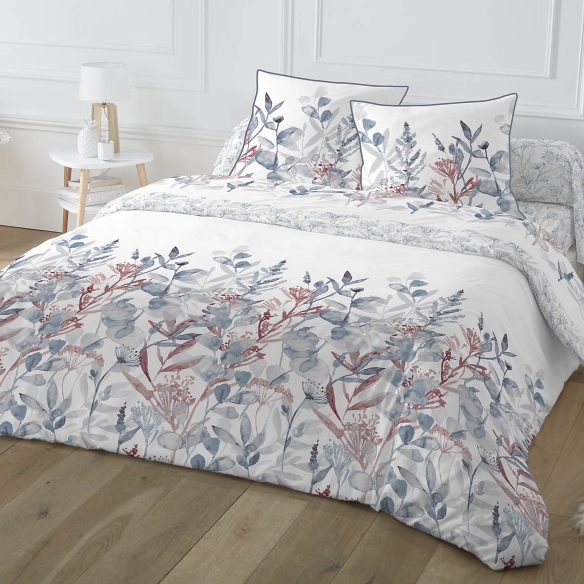 Drap plat en coton 57 fils motif floral VOLTIGE 