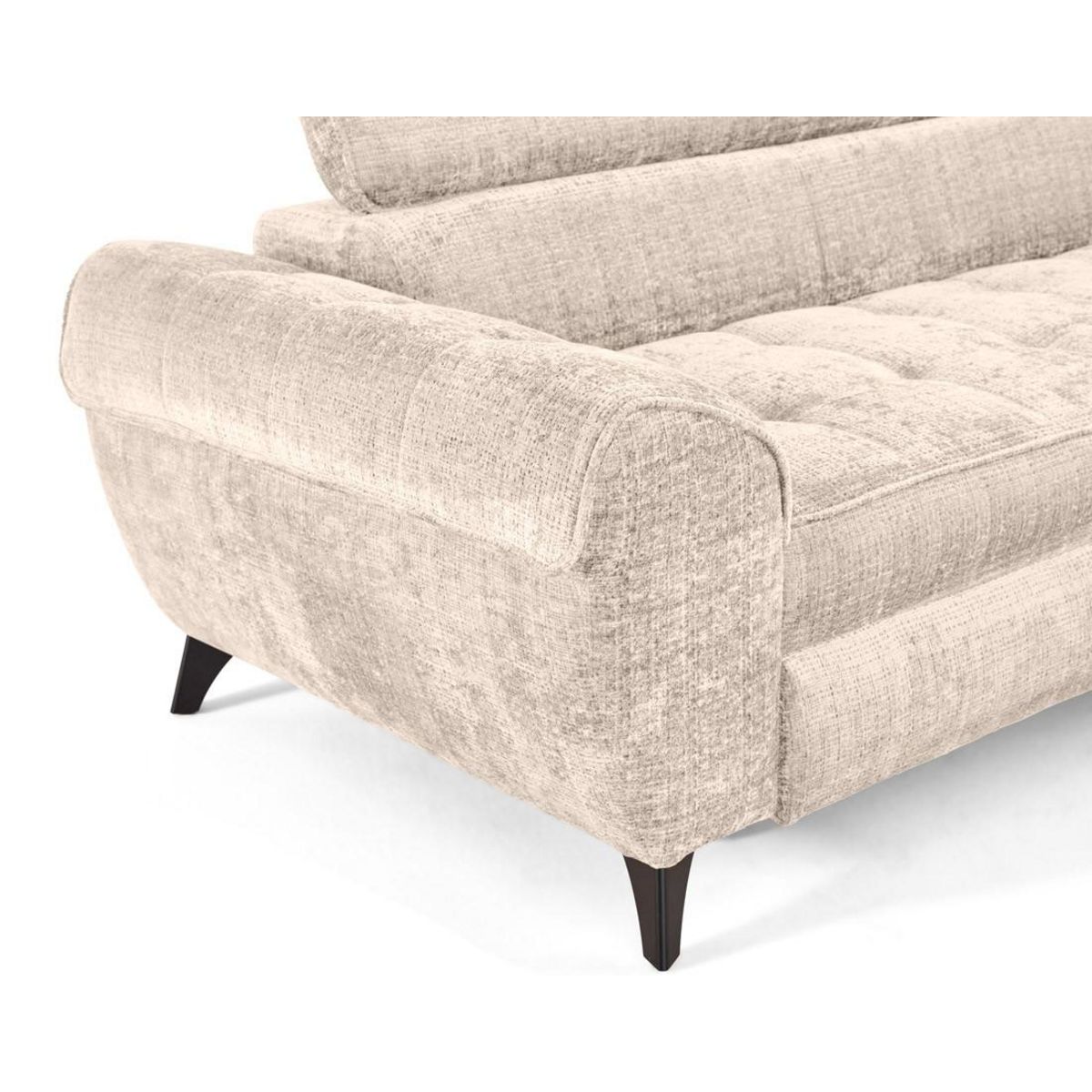 LISA DESIGN Marlo - canapé d'angle droit 5 places convertible avec coffre et têtières en velours texturé