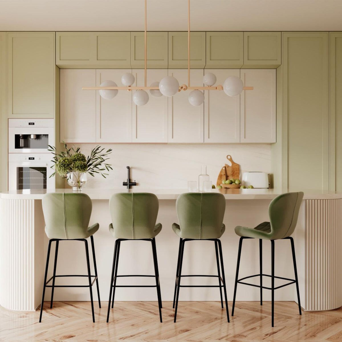 Rendez vous déco Lot de 2 chaises de bar 75 cm en velours bleu - Mazzia