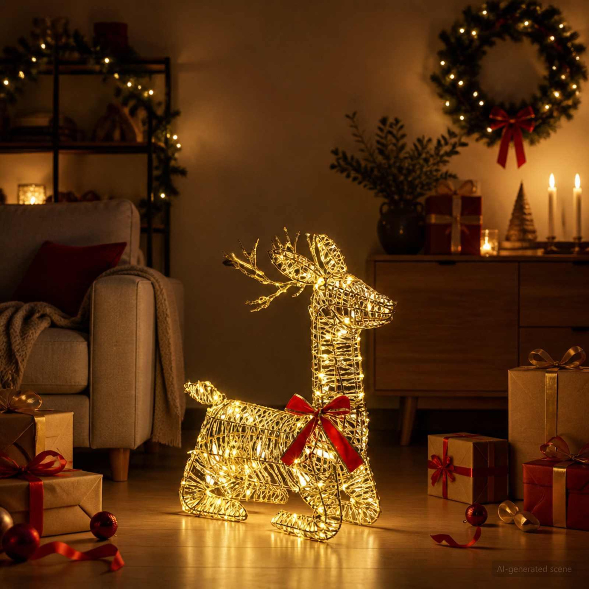 Voir la diapositive 2 : VIDAXL Renne de Noël 3D LOVIISA 140 LED Blanc chaud 55 x 22 x 63 cm
