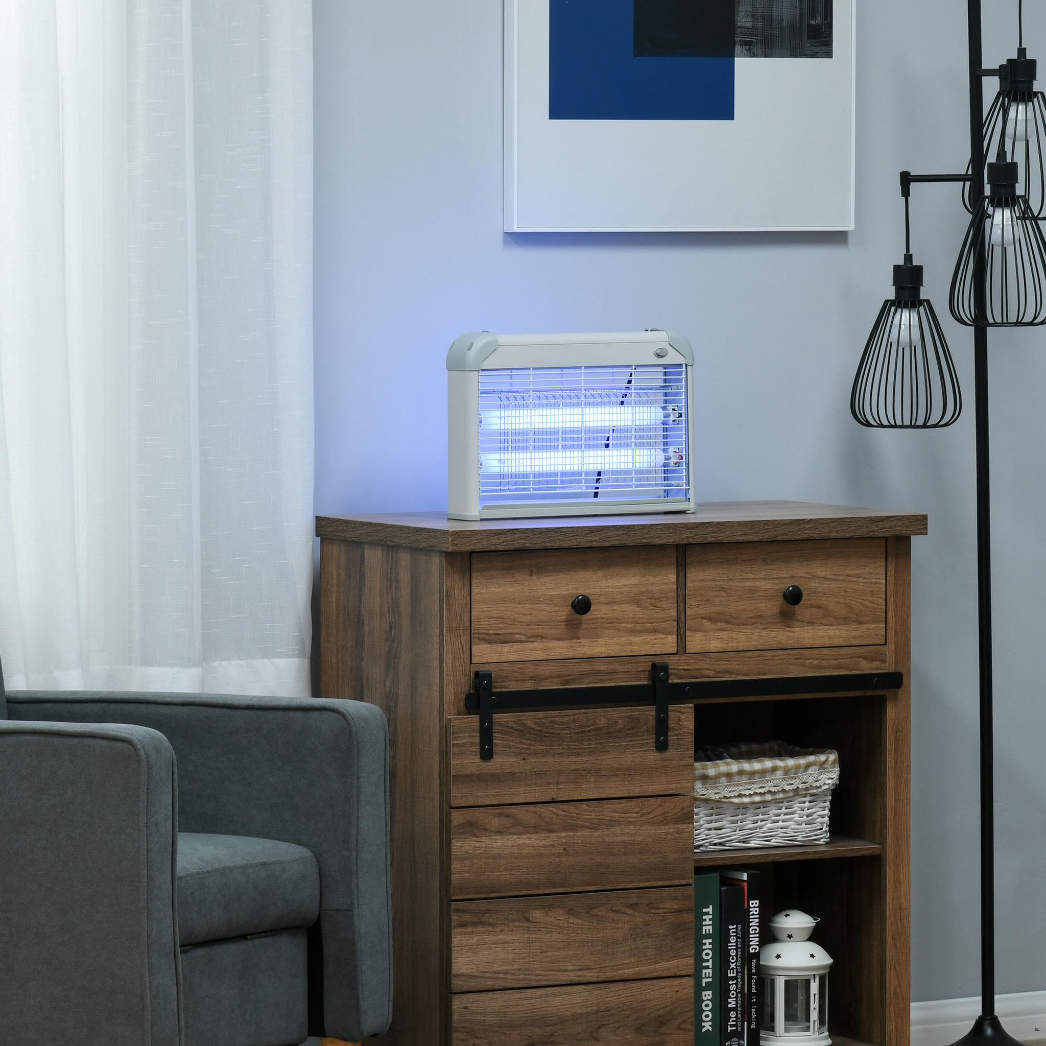 Voir la diapositive 2 : OUTSUNNY Outsunny Lampe UV anti-insectes anti moustique tue mouche électrique destructeur d'insectes 20 W gris