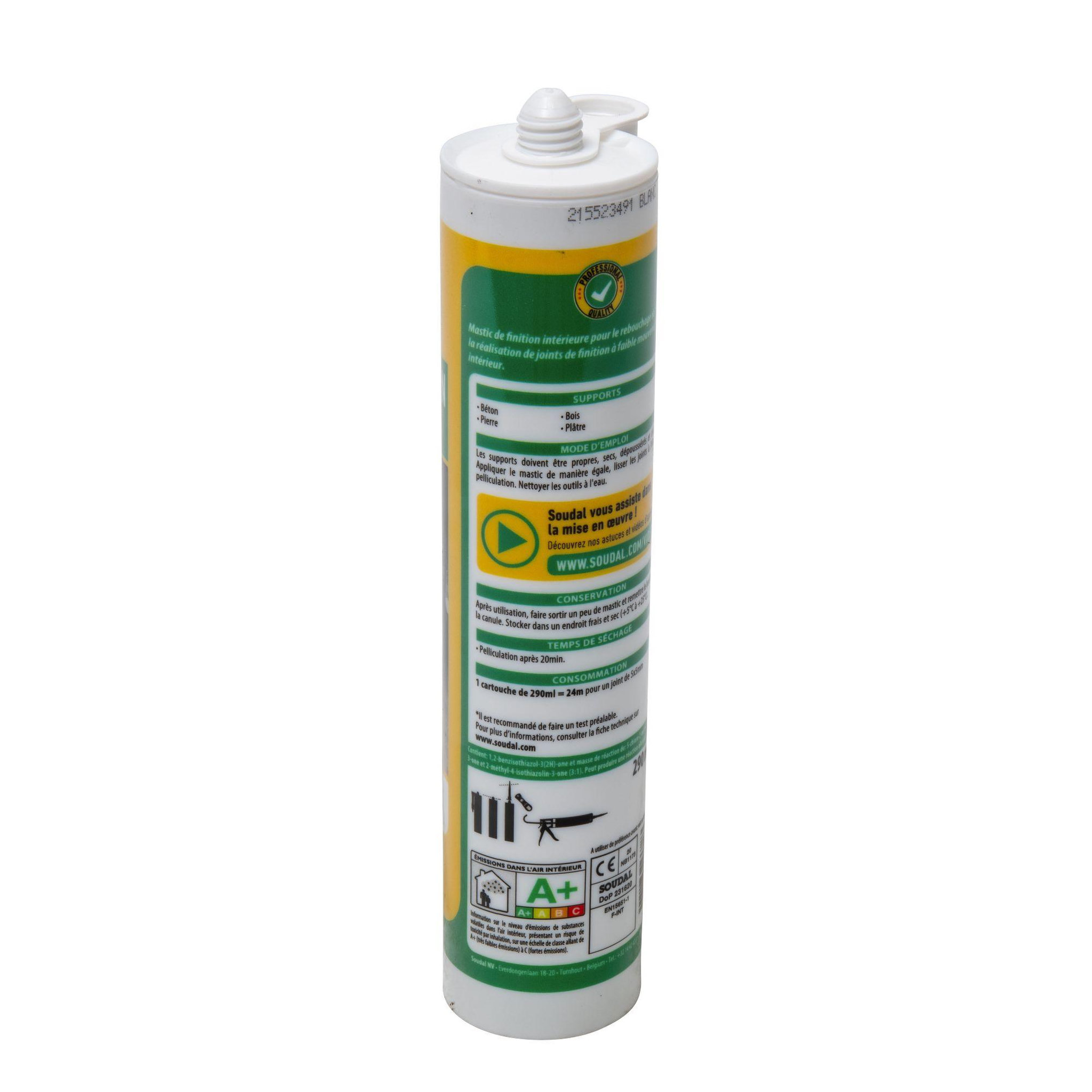 Voir la diapositive 2 : Soudal Cartouche mastic blanc pour maçonnerie