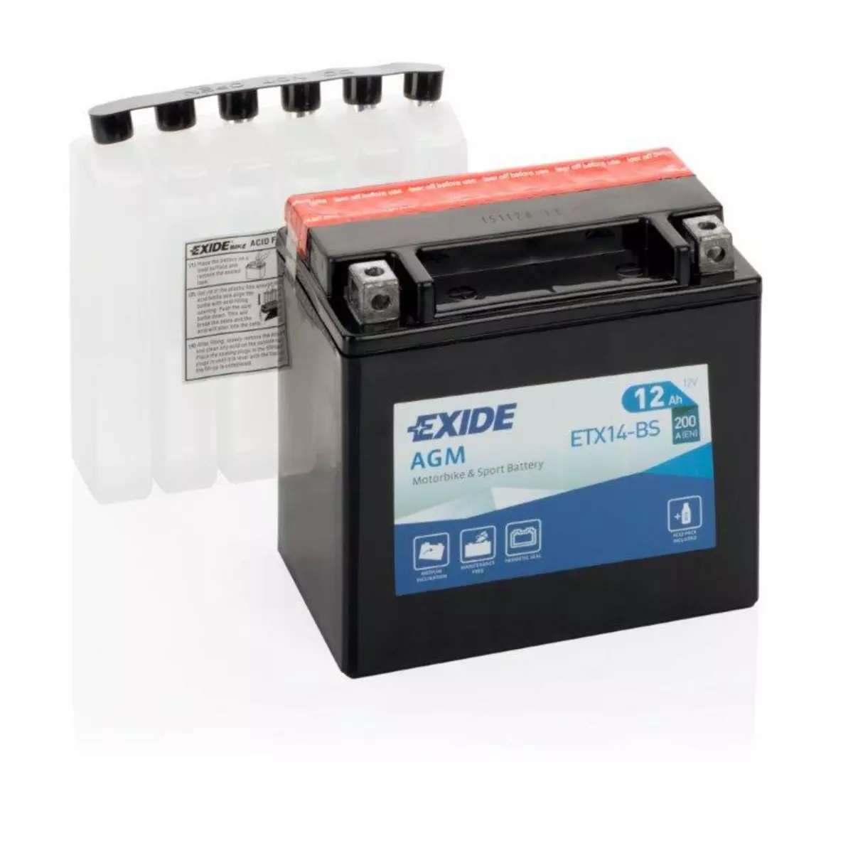 EXIDE Batterie moto Exide ETX14-BS YTX14-BS 12v 12ah 200A