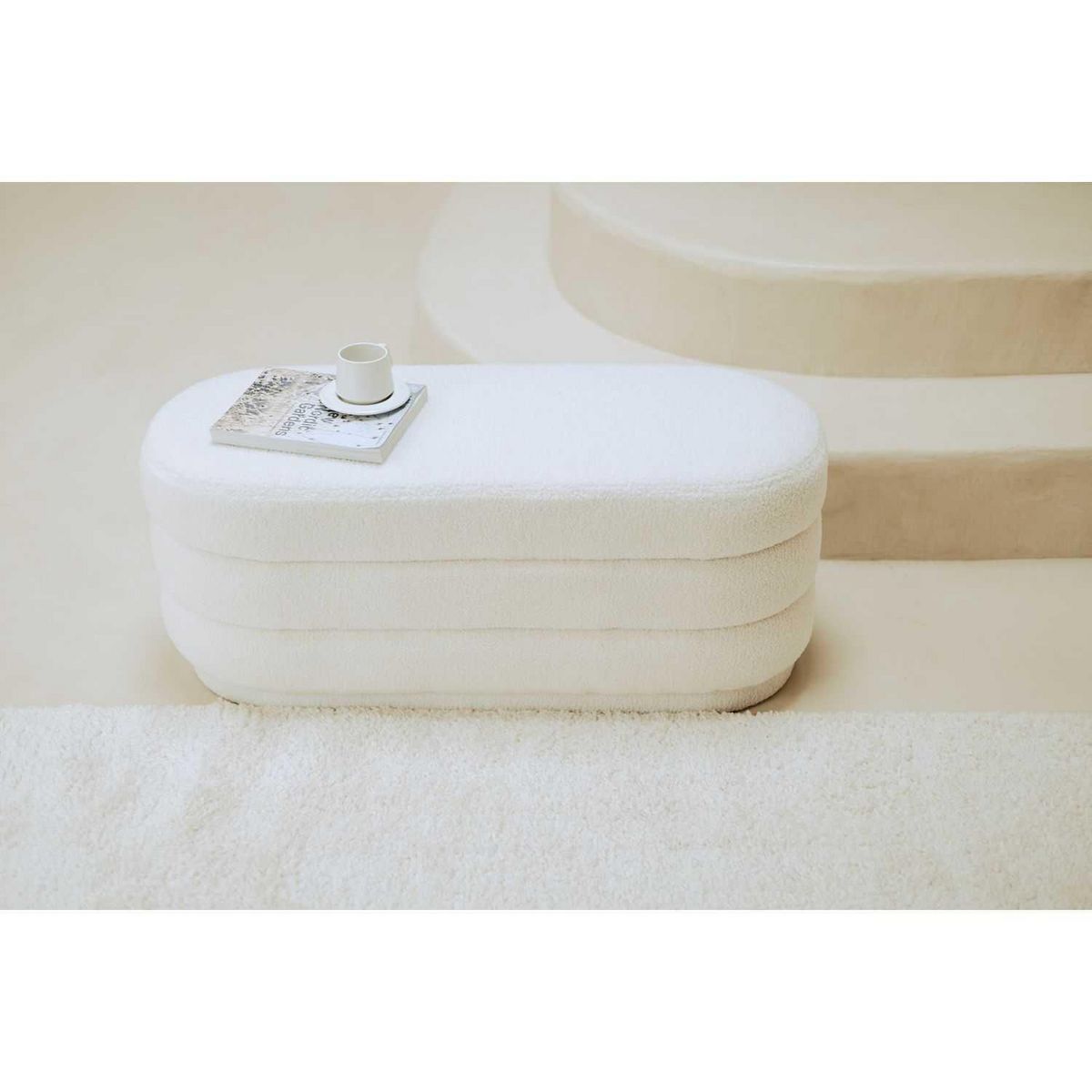 ATMOSPHERA Banc 2 places en bouclette - Blanc