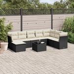 VIDAXL Salon de jardin 9 pcs avec coussins noir resine tressee
