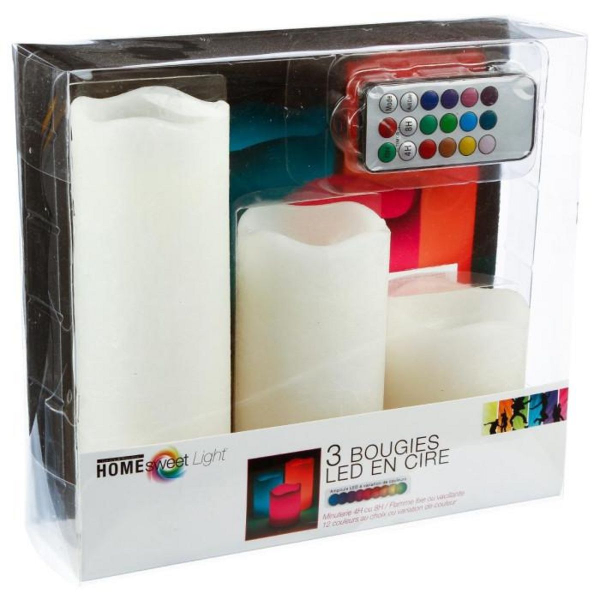 ATMOSPHERA Lot de 3 Bougies LED  12 Couleurs  20cm Multicolore