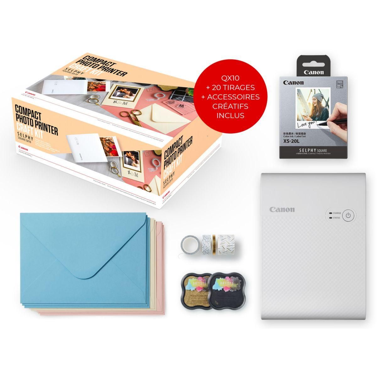 Canon Imprimante photo portable Kit créatif Selphy Square QX10 Blanche
