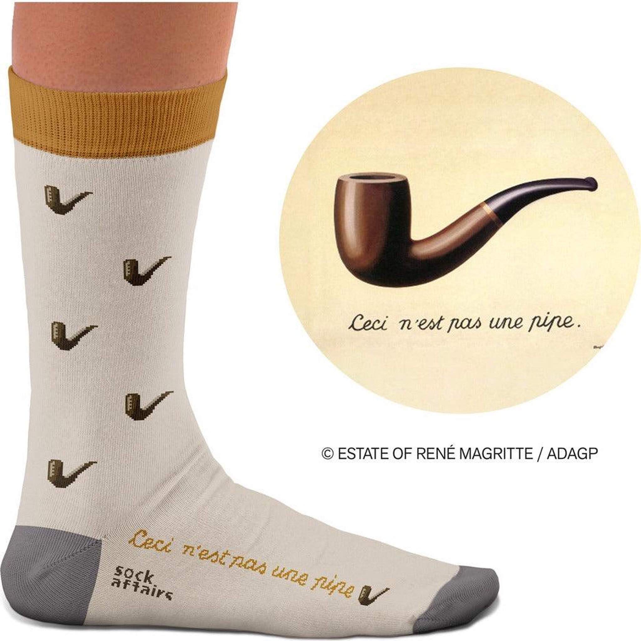 Voir la diapositive 4 : SOCK AFFAIRS Chaussettes ceci n'est pas une pipe, magritte