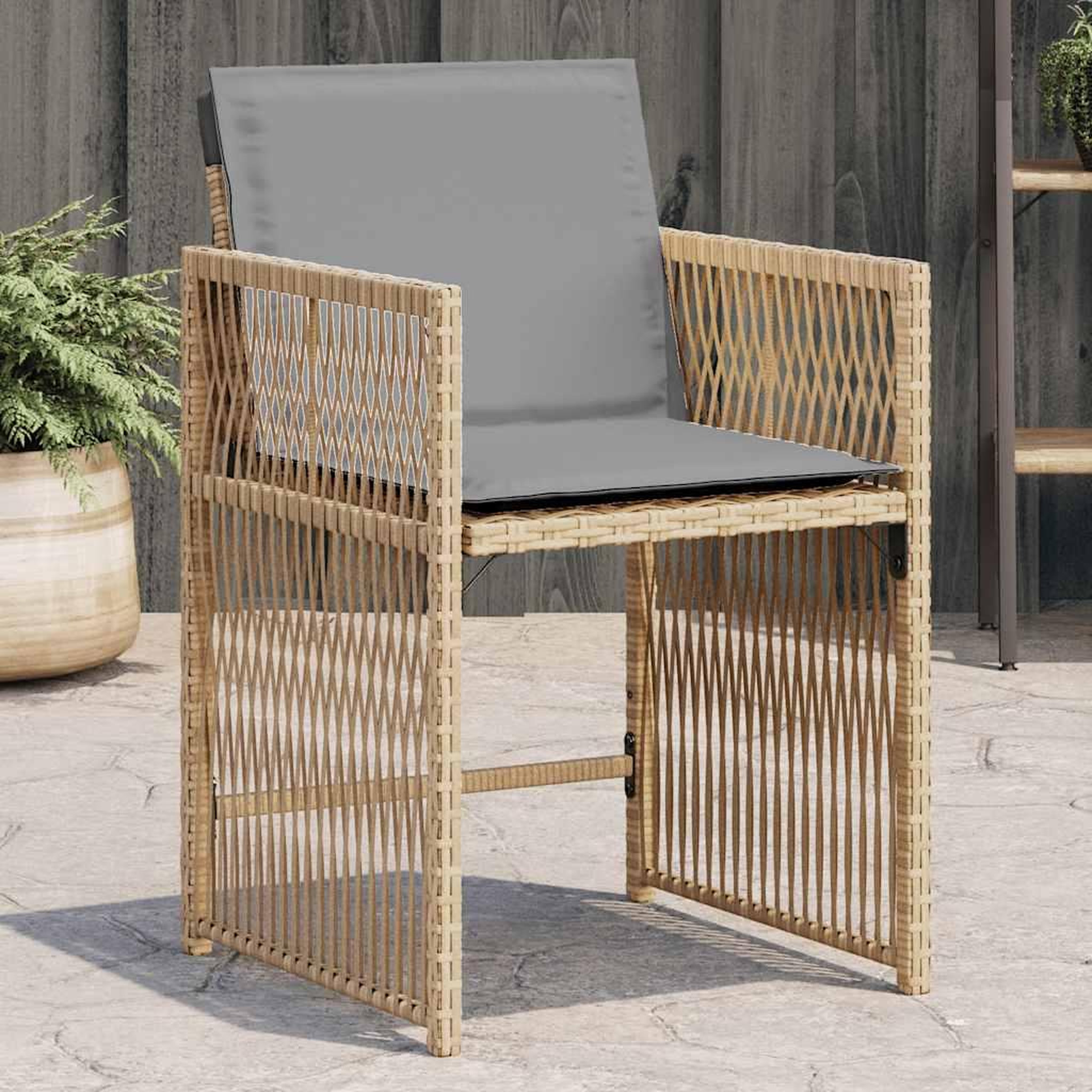 VIDAXL Chaises de jardin avec coussins lot de 4 melange beige