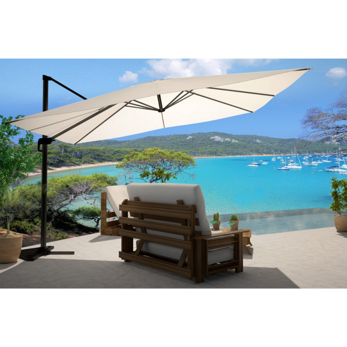 CONCEPT USINE Parasol déporté et rotatif 3 x 4 m écru CESARE