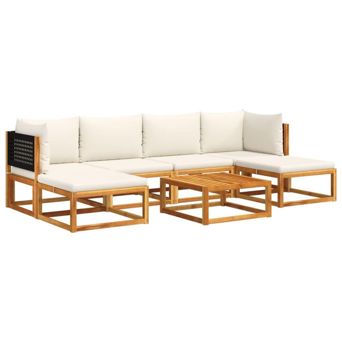 VIDAXL Salon de jardin avec coussins 7 pcs bois massif d'acacia