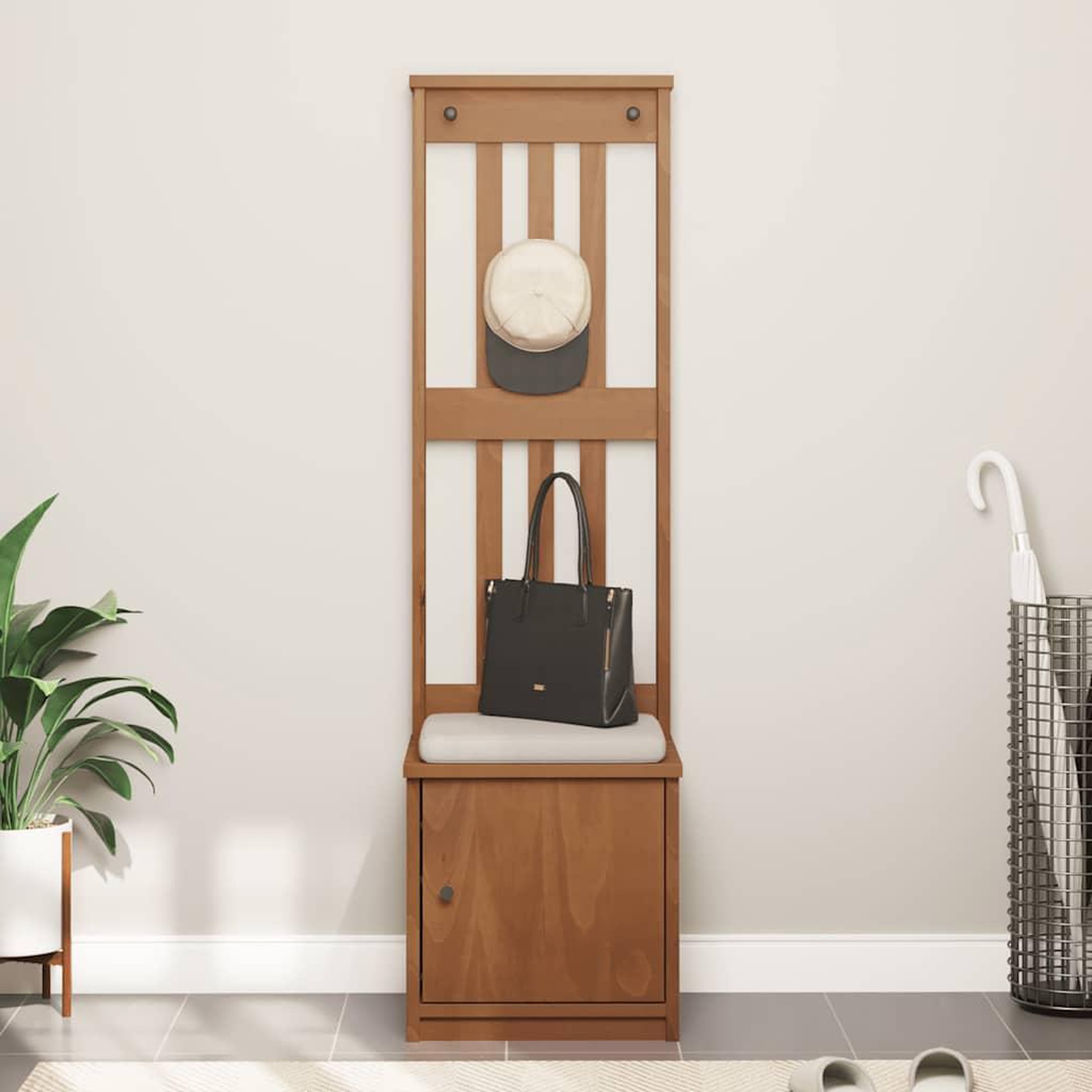 Voir la diapositive 4 : VIDAXL Portemanteau SANDENS 45x40x159,5 cm bois massif pin