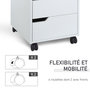 Voir la diapositive 6 : HOMCOM HOMCOM Caisson de bureau rangement sur roulettes 3 tiroirs verrouillables 40 x 50 x 57,5 cm MDF blanc