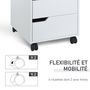 Voir la diapositive 6 : HOMCOM HOMCOM Caisson de bureau rangement sur roulettes 3 tiroirs verrouillables 40 x 50 x 57,5 cm MDF blanc